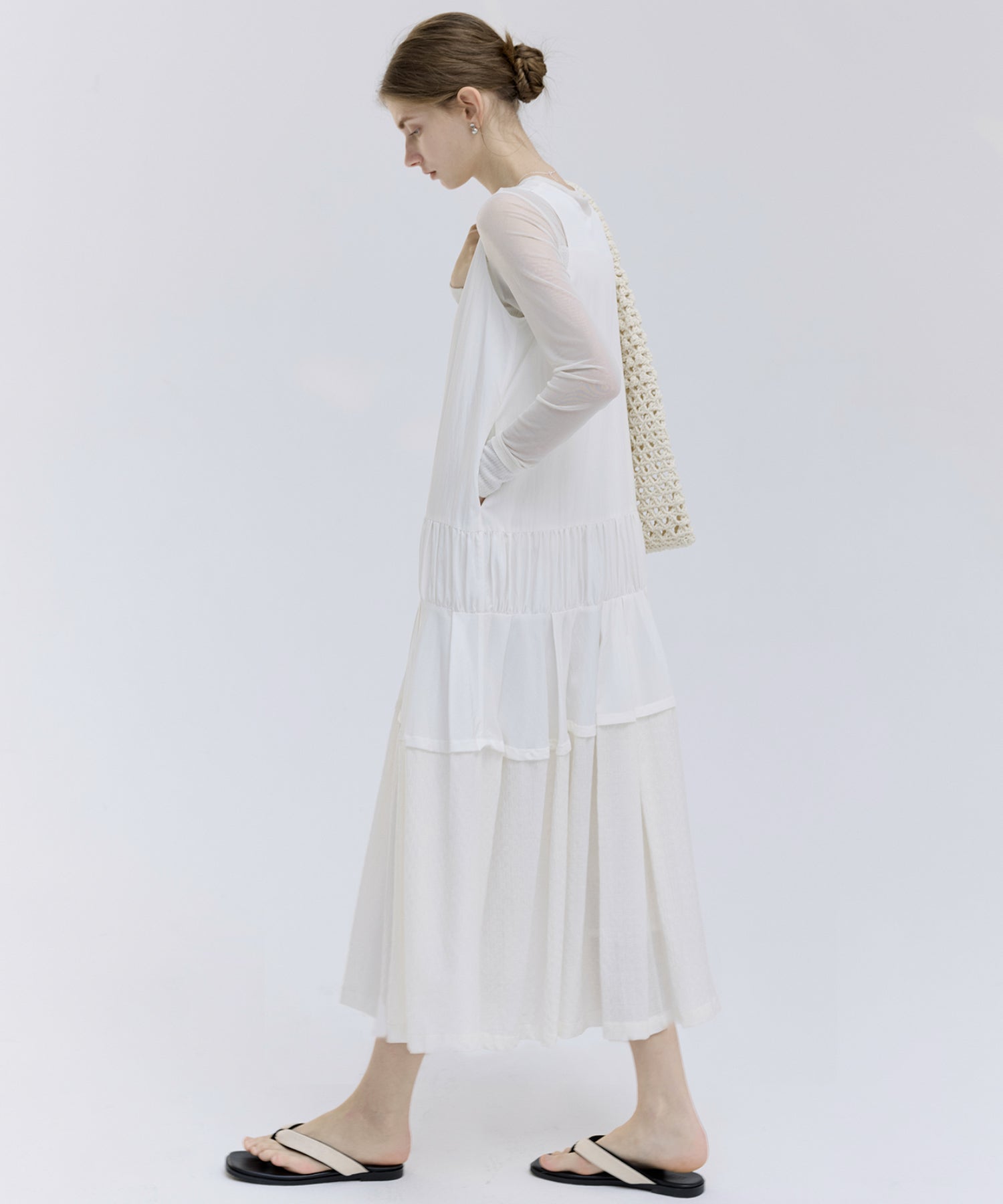 Contrast Panel Tie Detail Dress