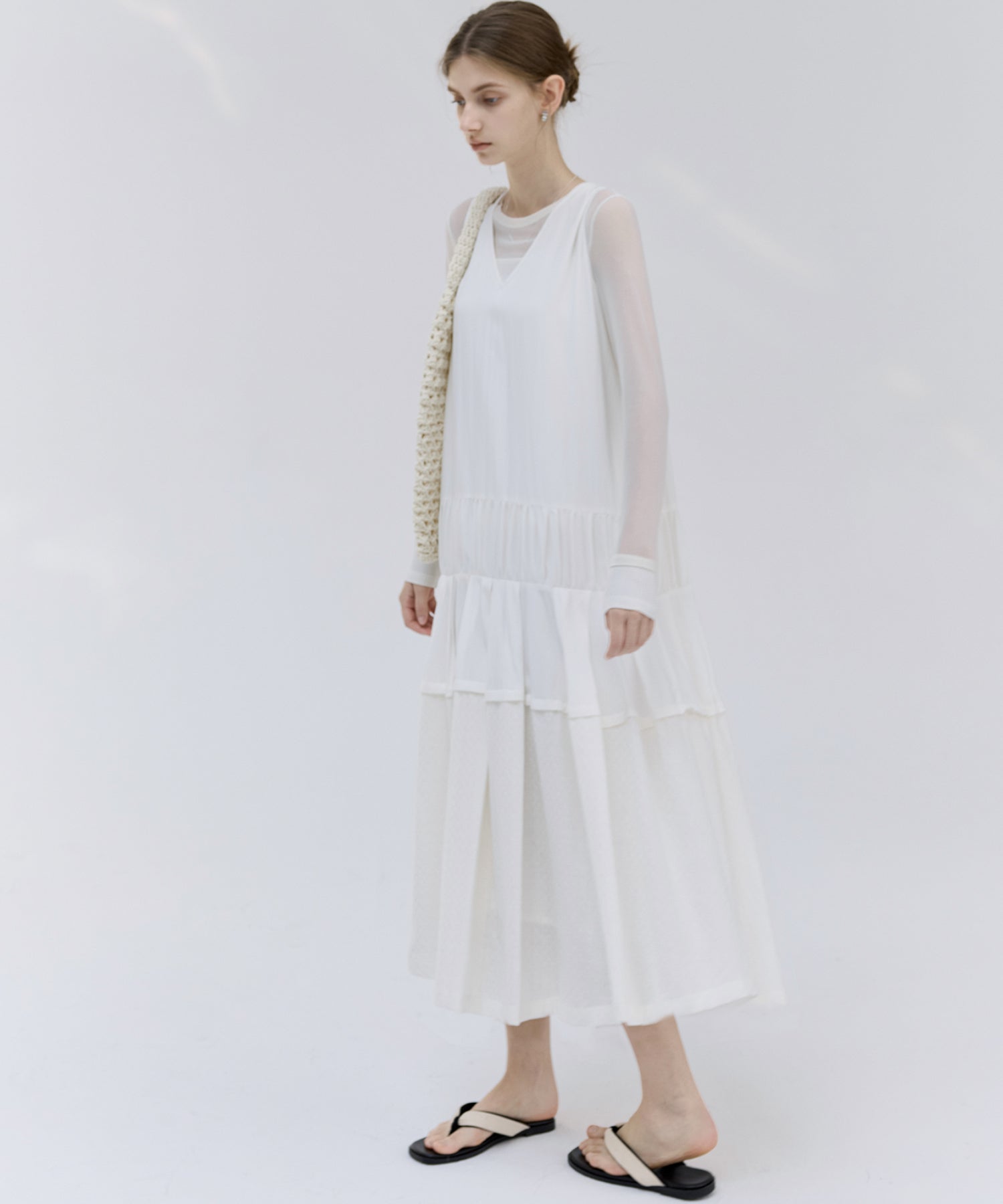 Contrast Panel Tie Detail Dress