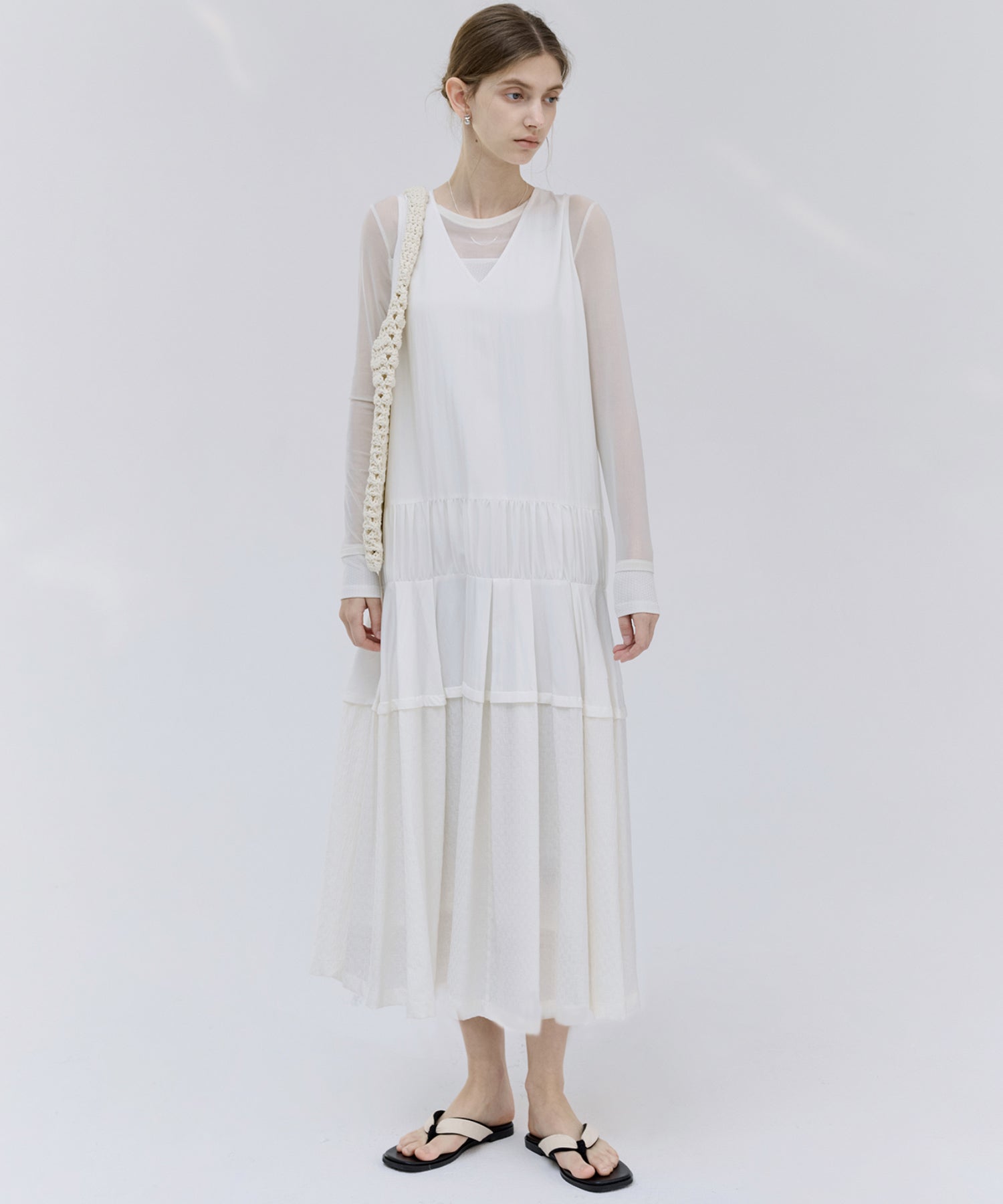 Contrast Panel Tie Detail Dress