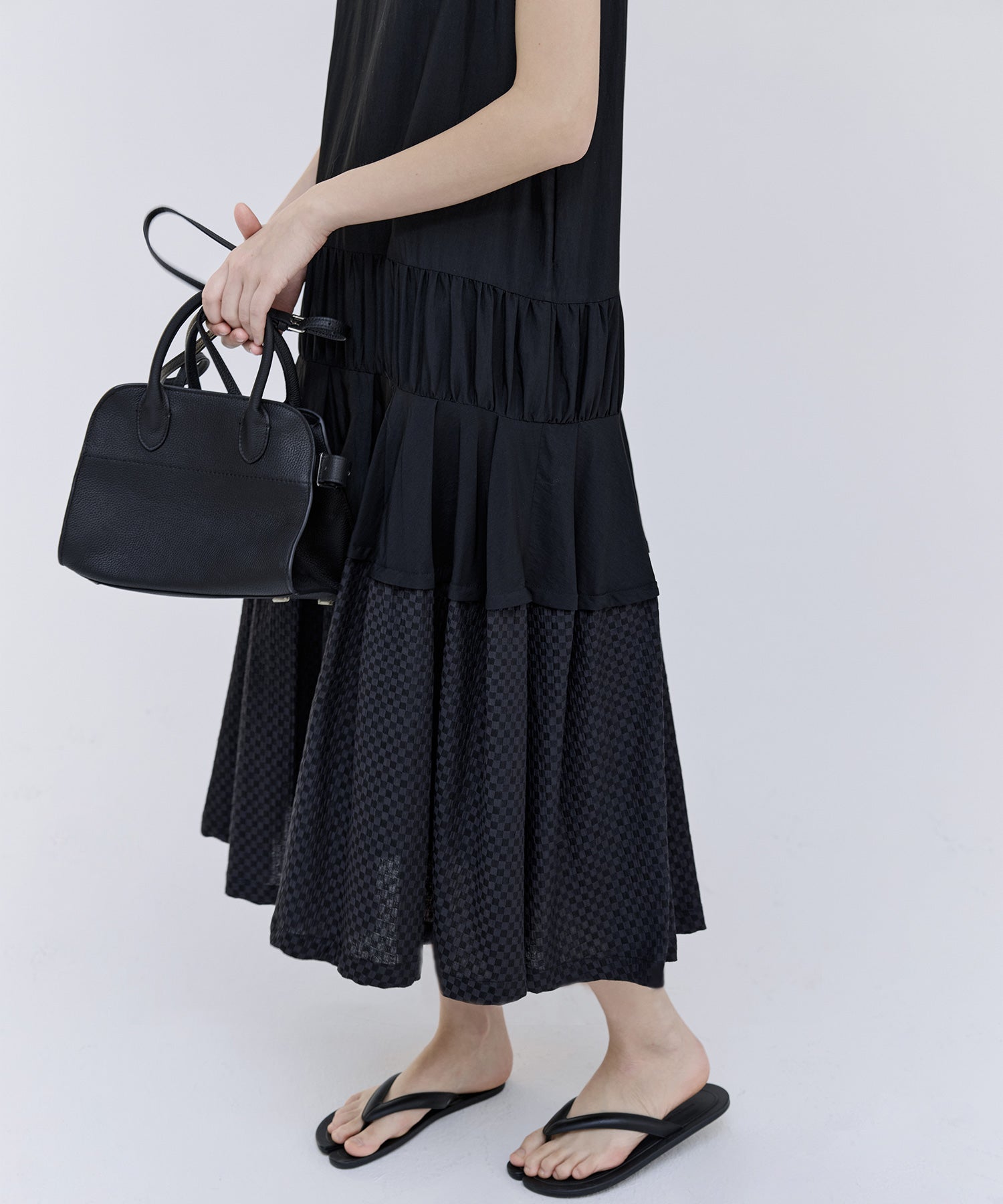 Contrast Panel Tie Detail Dress