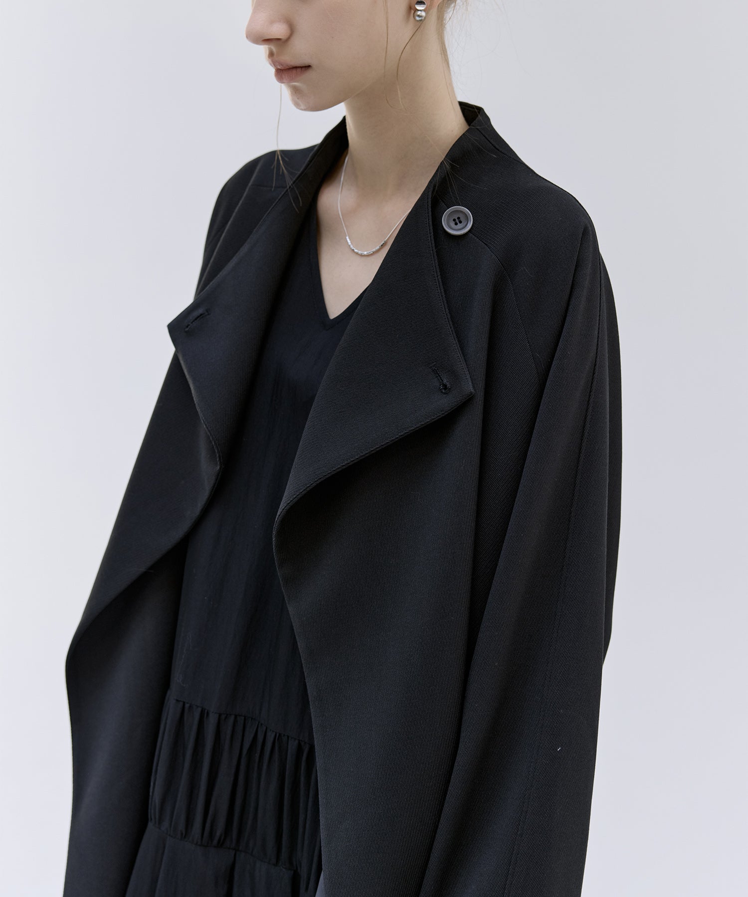 Drape Neck Oversized Trench Coat