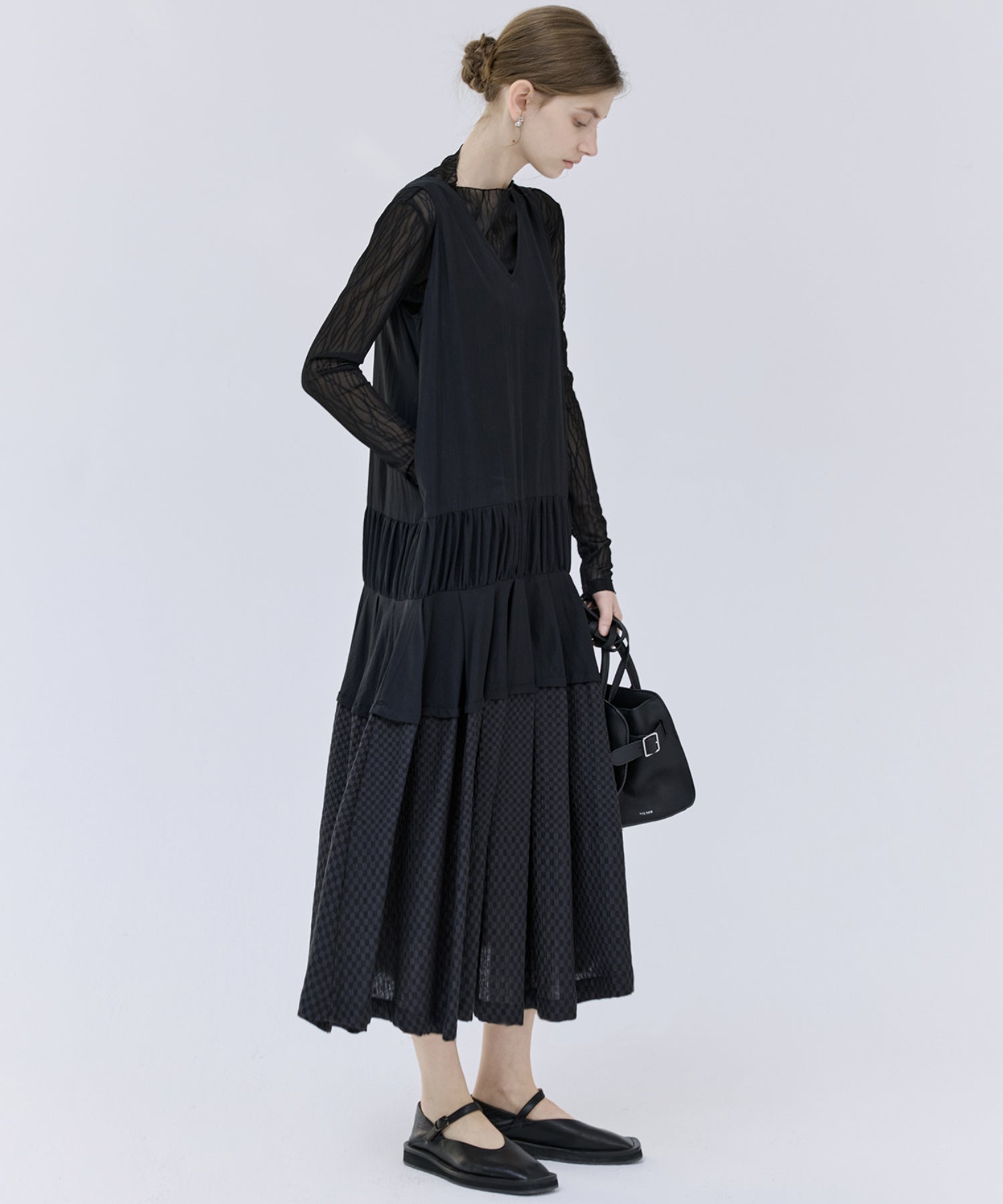 Contrast Panel Tie Detail Dress