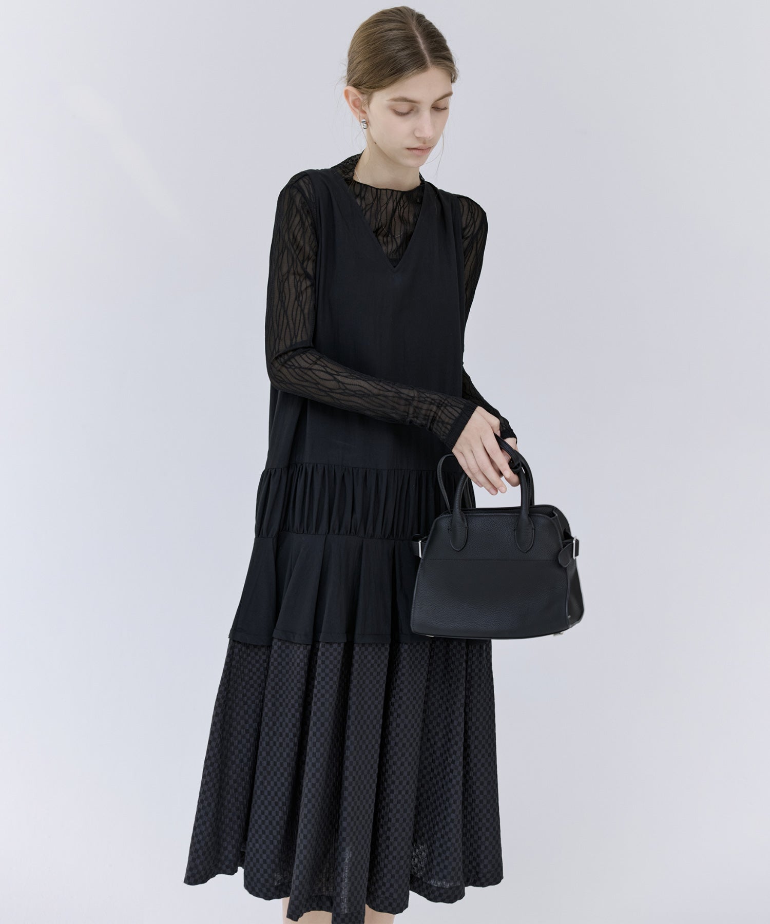 Contrast Panel Tie Detail Dress