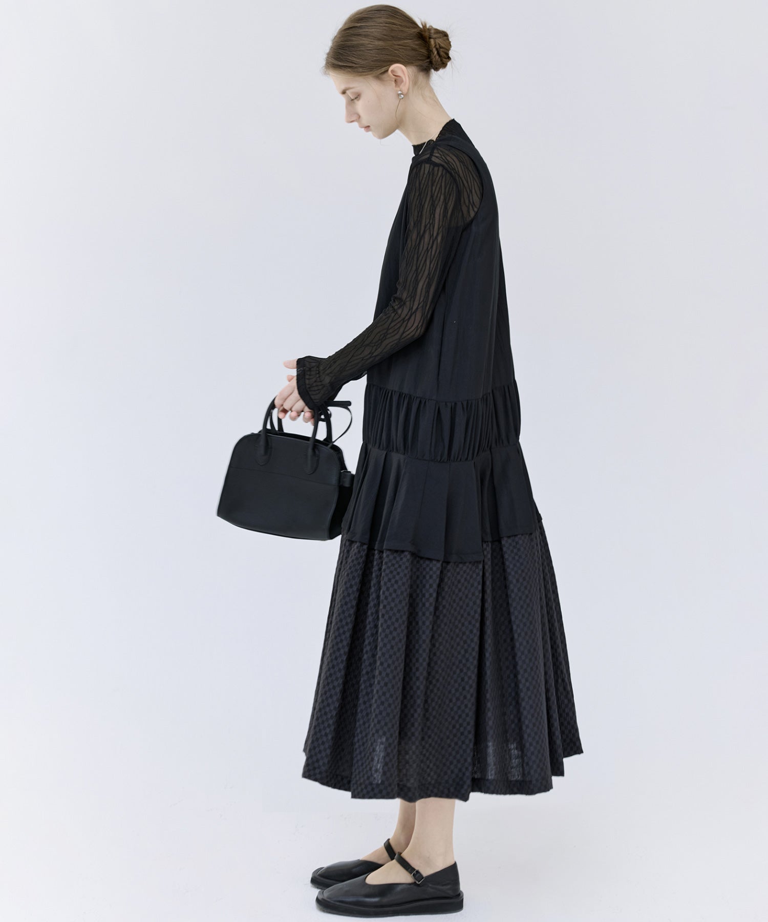 Contrast Panel Tie Detail Dress