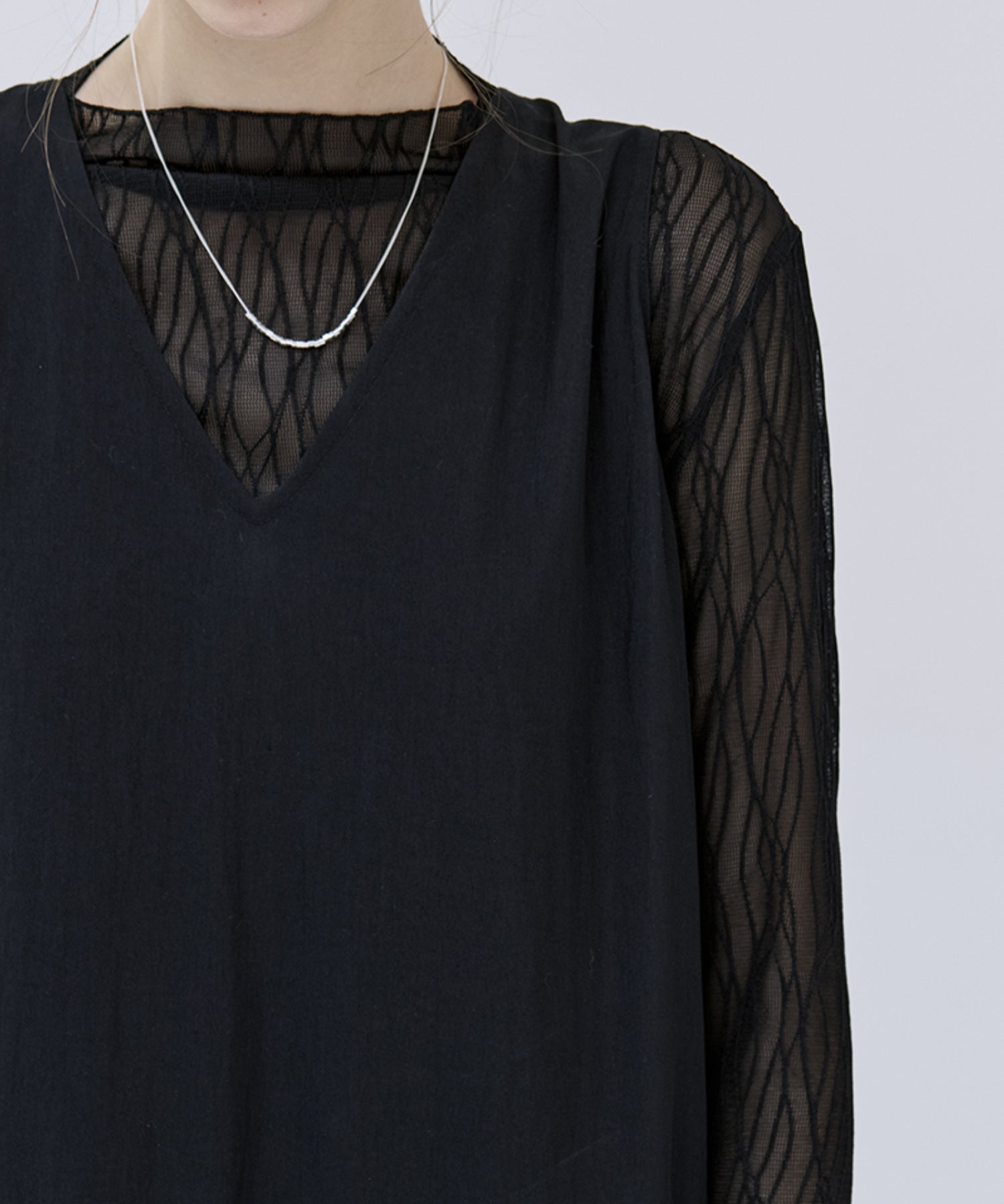 Jacquard Sheer Boat Neck Top