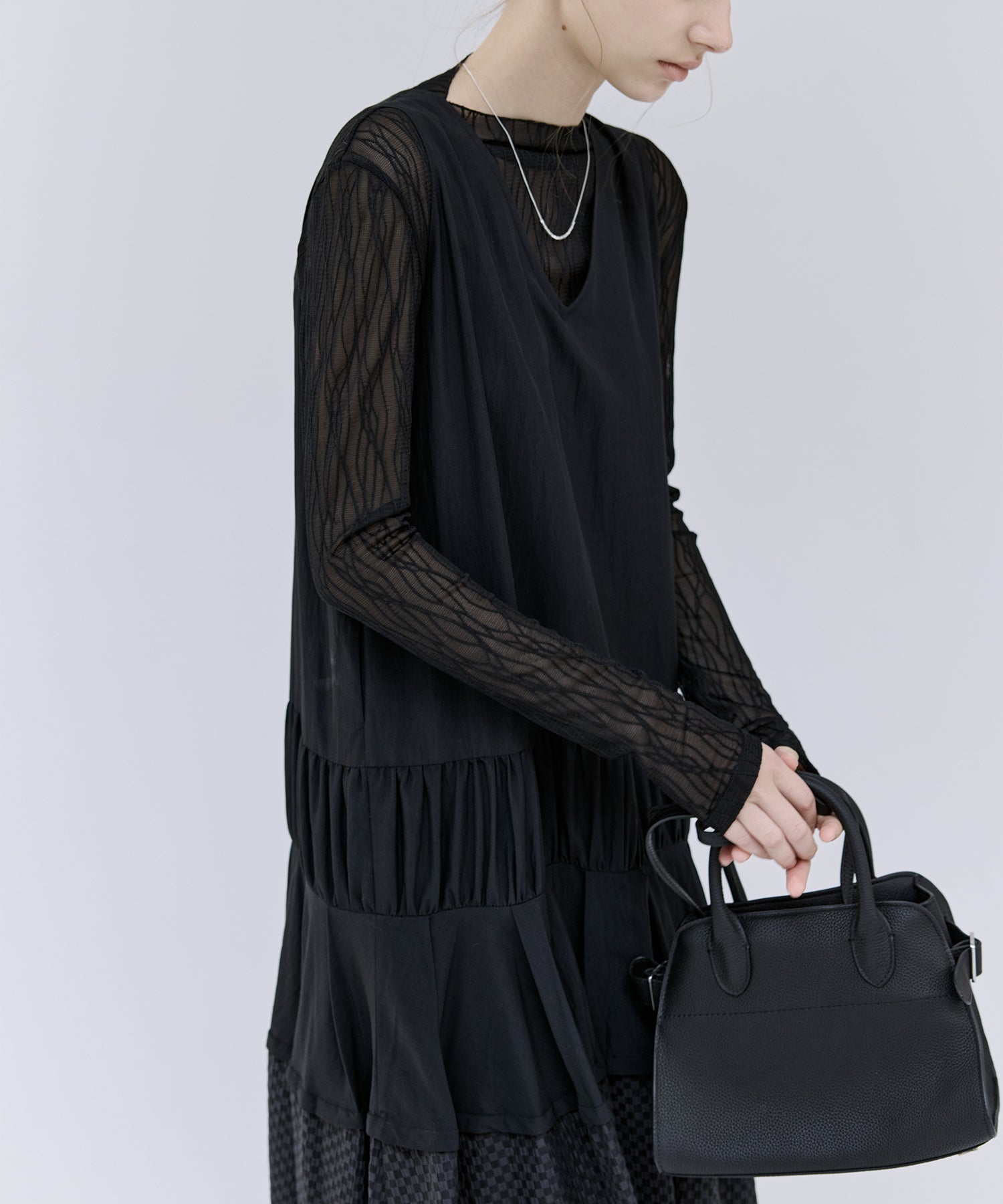 Jacquard Sheer Boat Neck Top