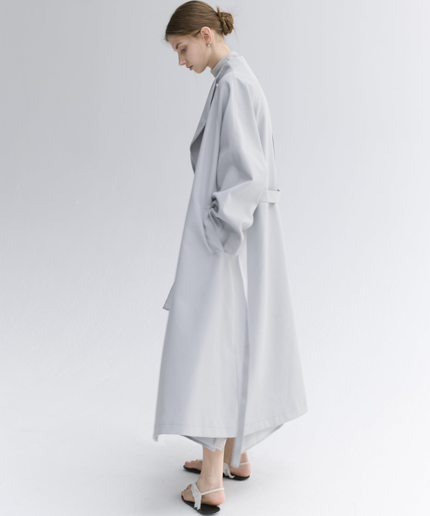 Tie-Detail Double-Layer Cold Shoulder Dress
