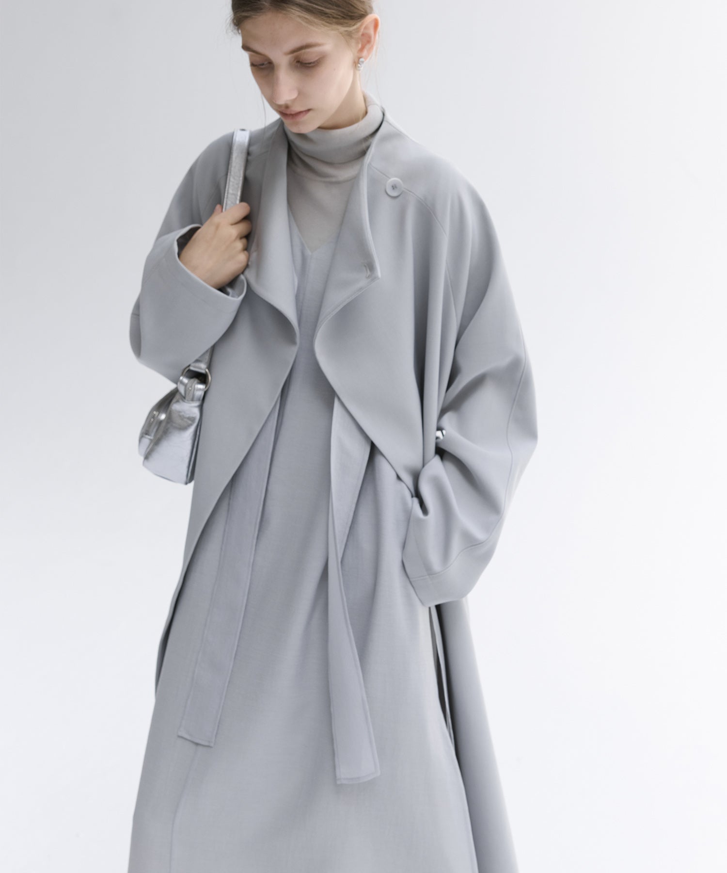 Drape Neck Oversized Trench Coat