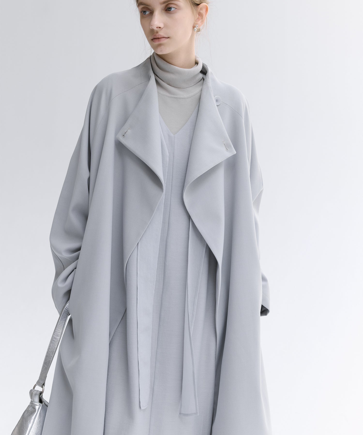 Drape Neck Oversized Trench Coat