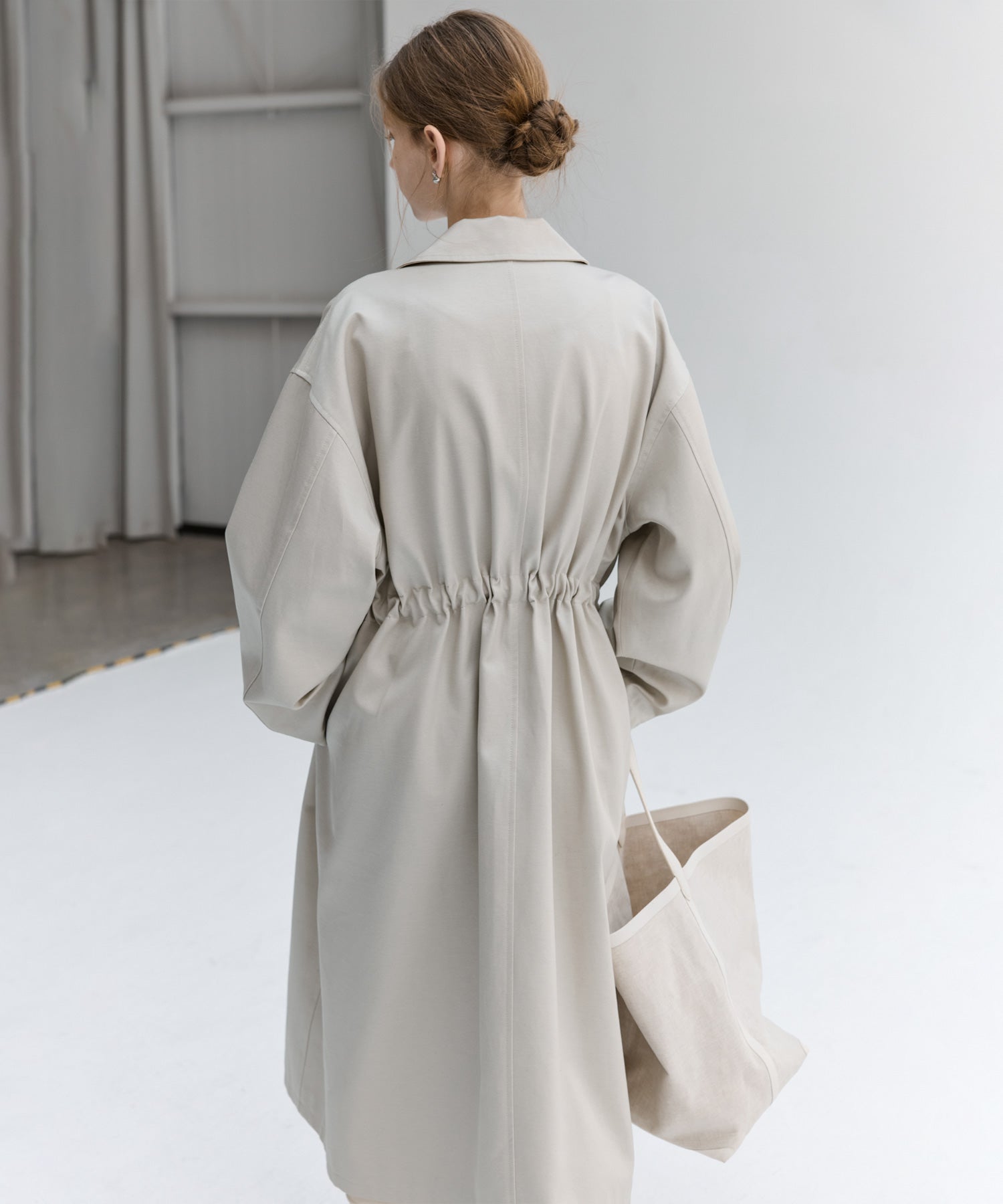 Notched Collar Oversized Belted Trench Coat
