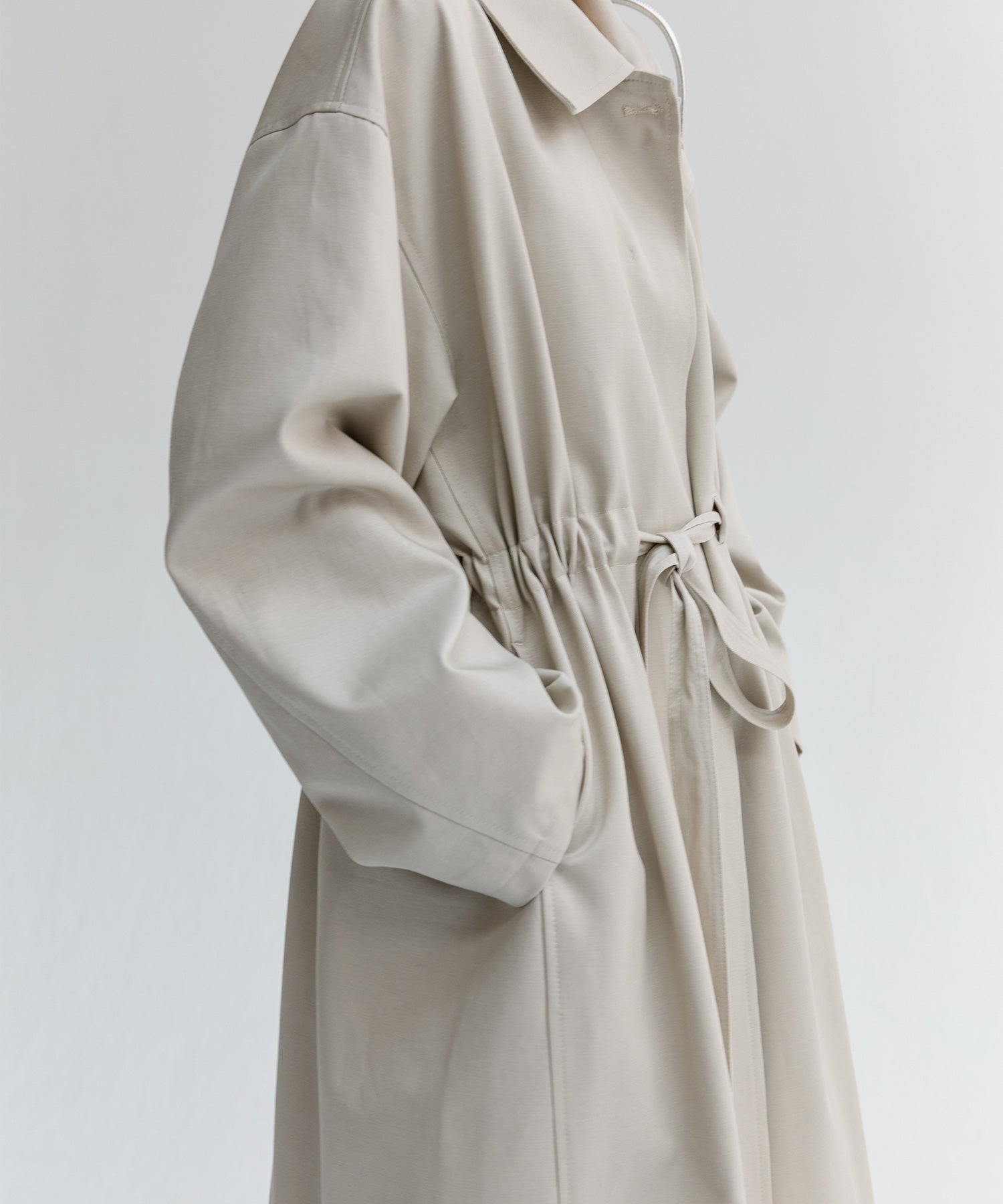 Notched Collar Oversized Belted Trench Coat