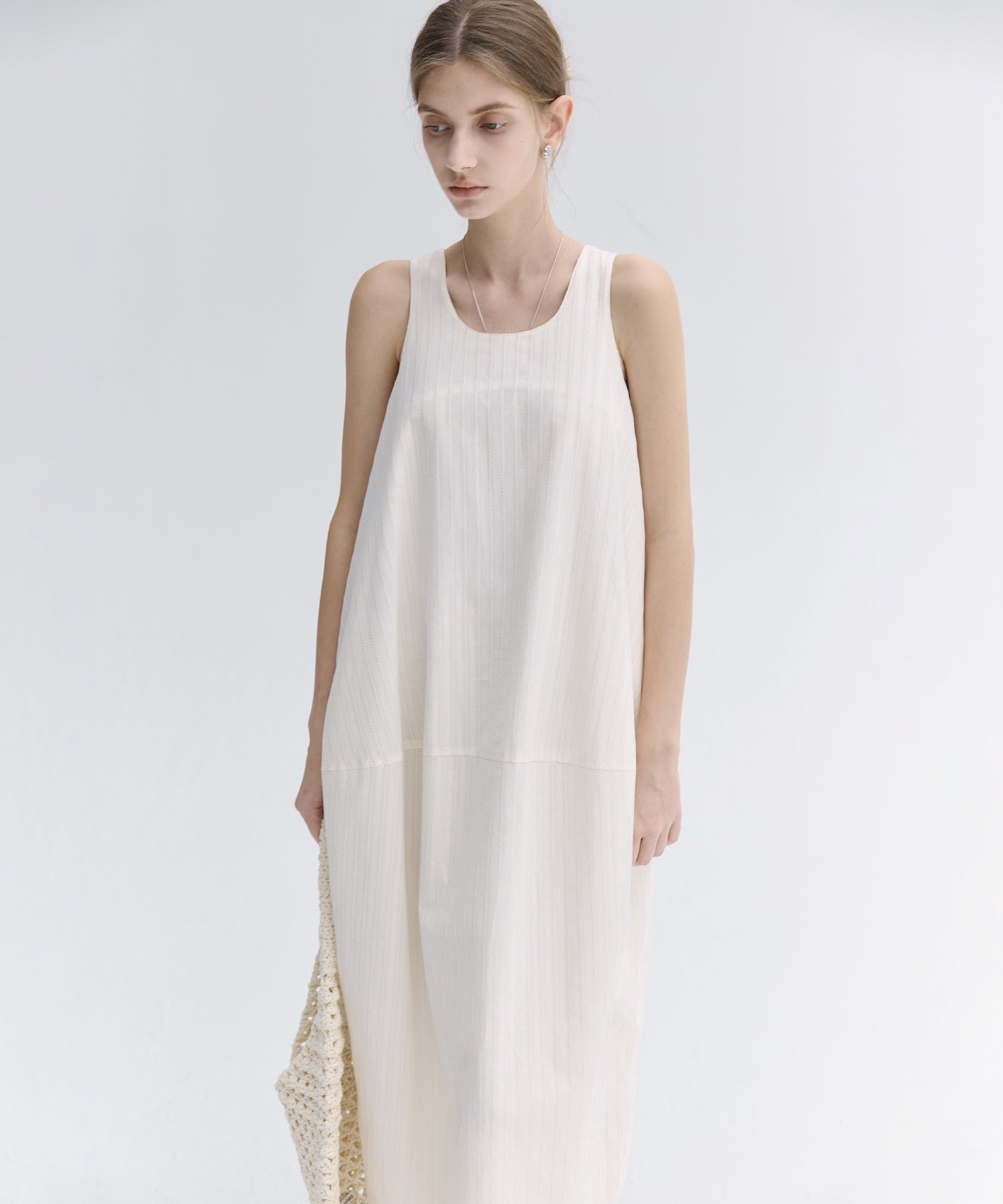 Jacquard Stripe Cocoon Sleeveless Dress