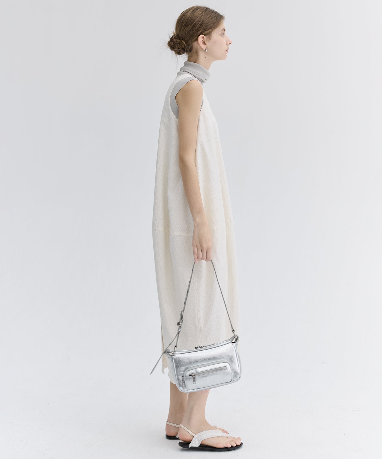 Jacquard Stripe Cocoon Sleeveless Dress