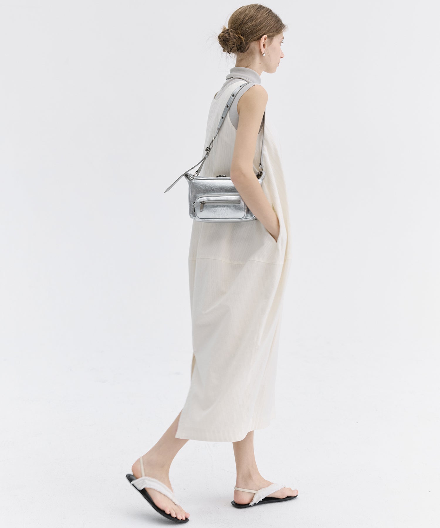 Jacquard Stripe Cocoon Sleeveless Dress