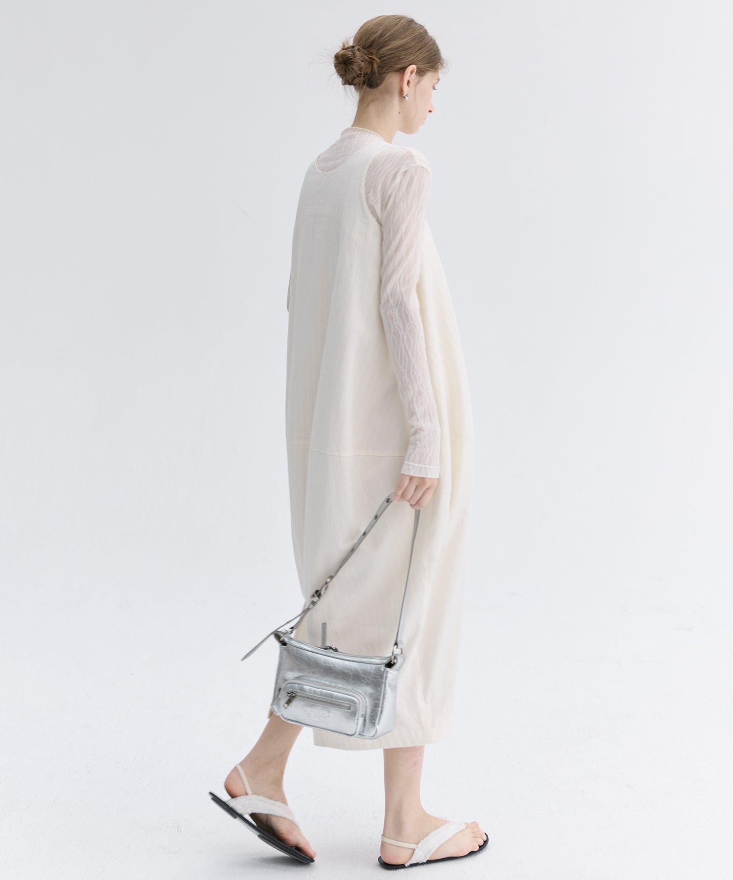 Jacquard Stripe Cocoon Sleeveless Dress