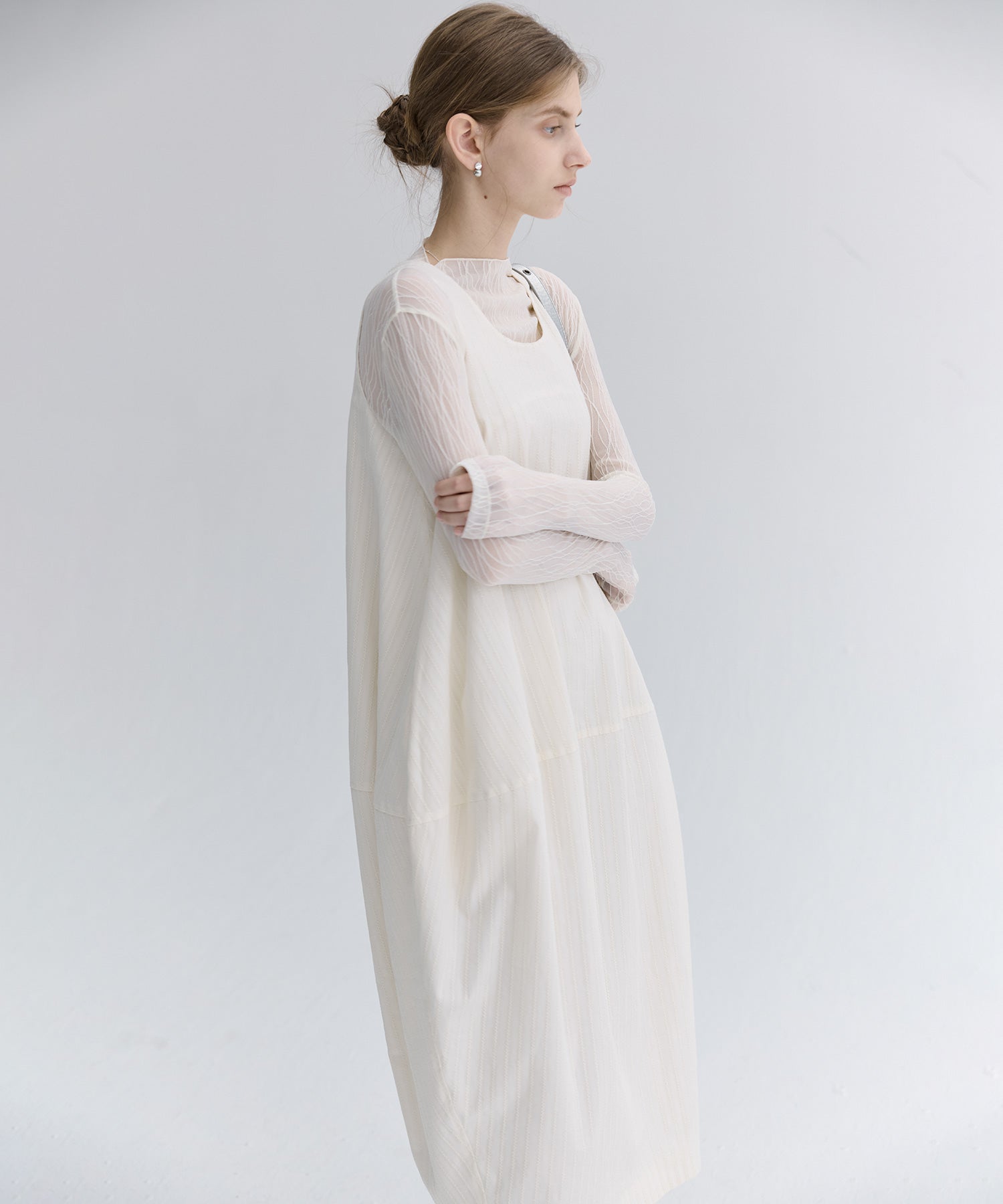 Jacquard Stripe Cocoon Sleeveless Dress
