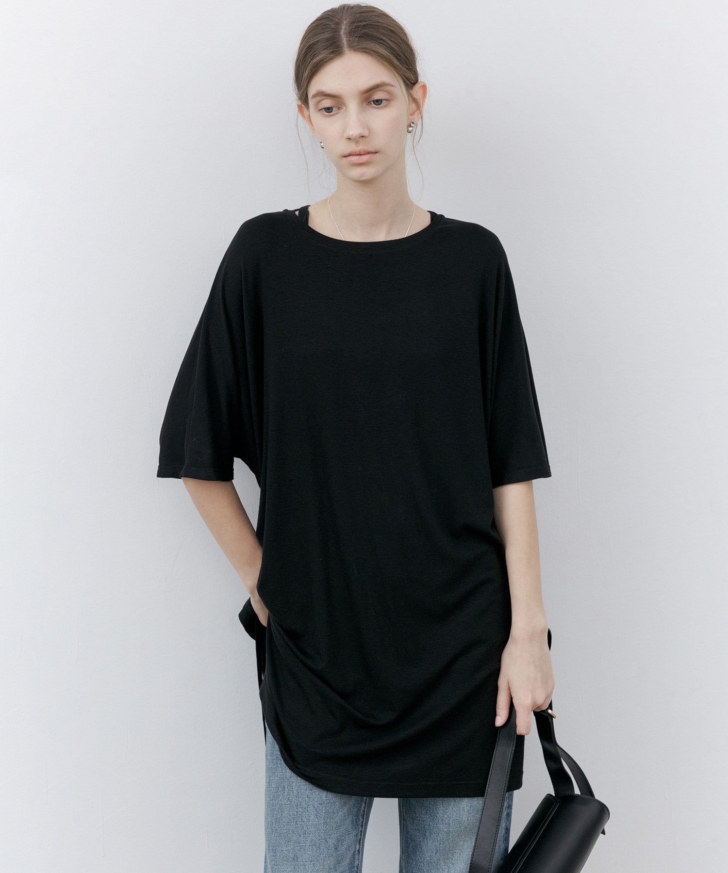 Double-Layer Loose Silhouette T-Shirt Dress
