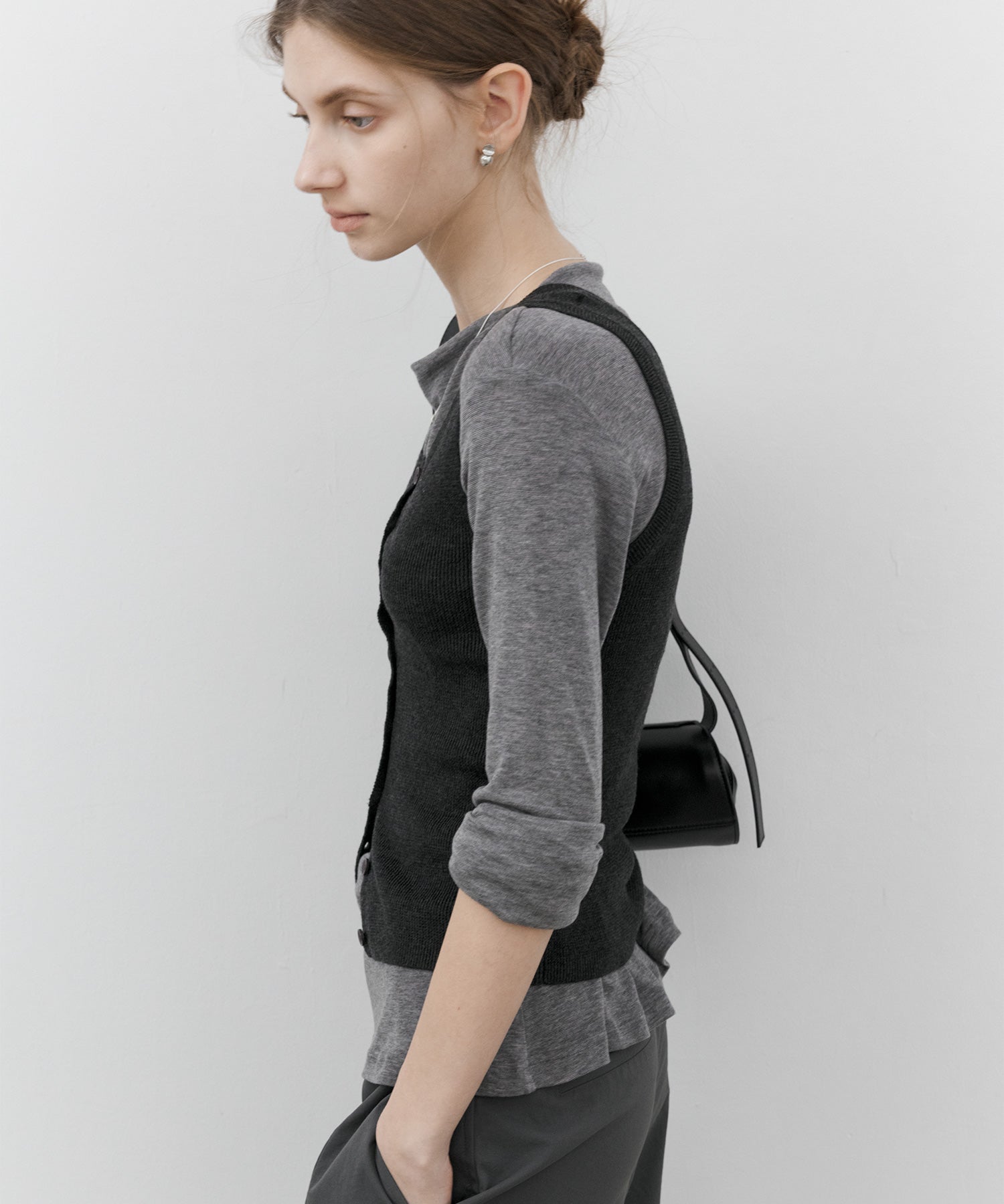 Wool Blend Basic Boat Neck Layering T-Shirt