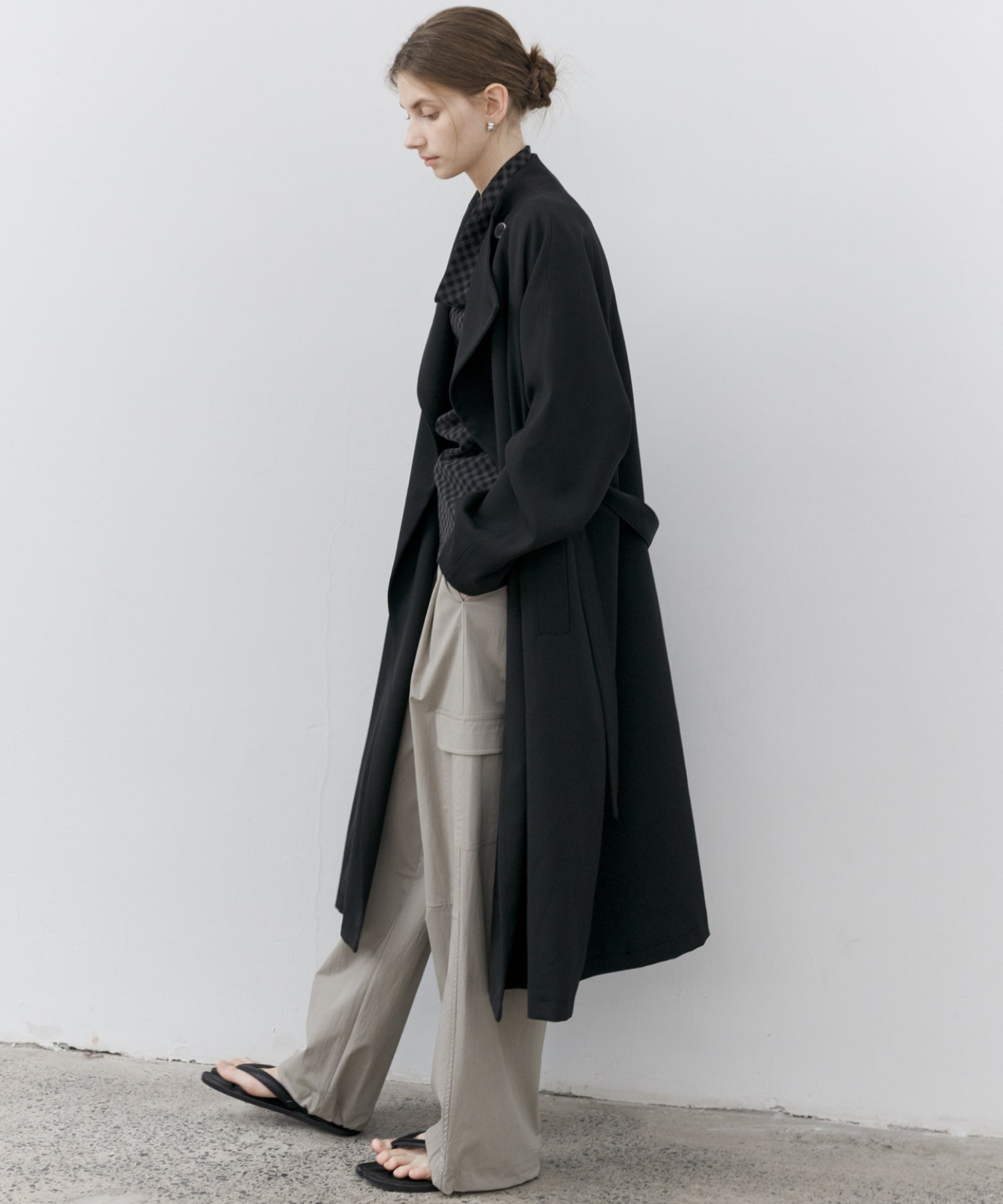 Drape Neck Oversized Trench Coat