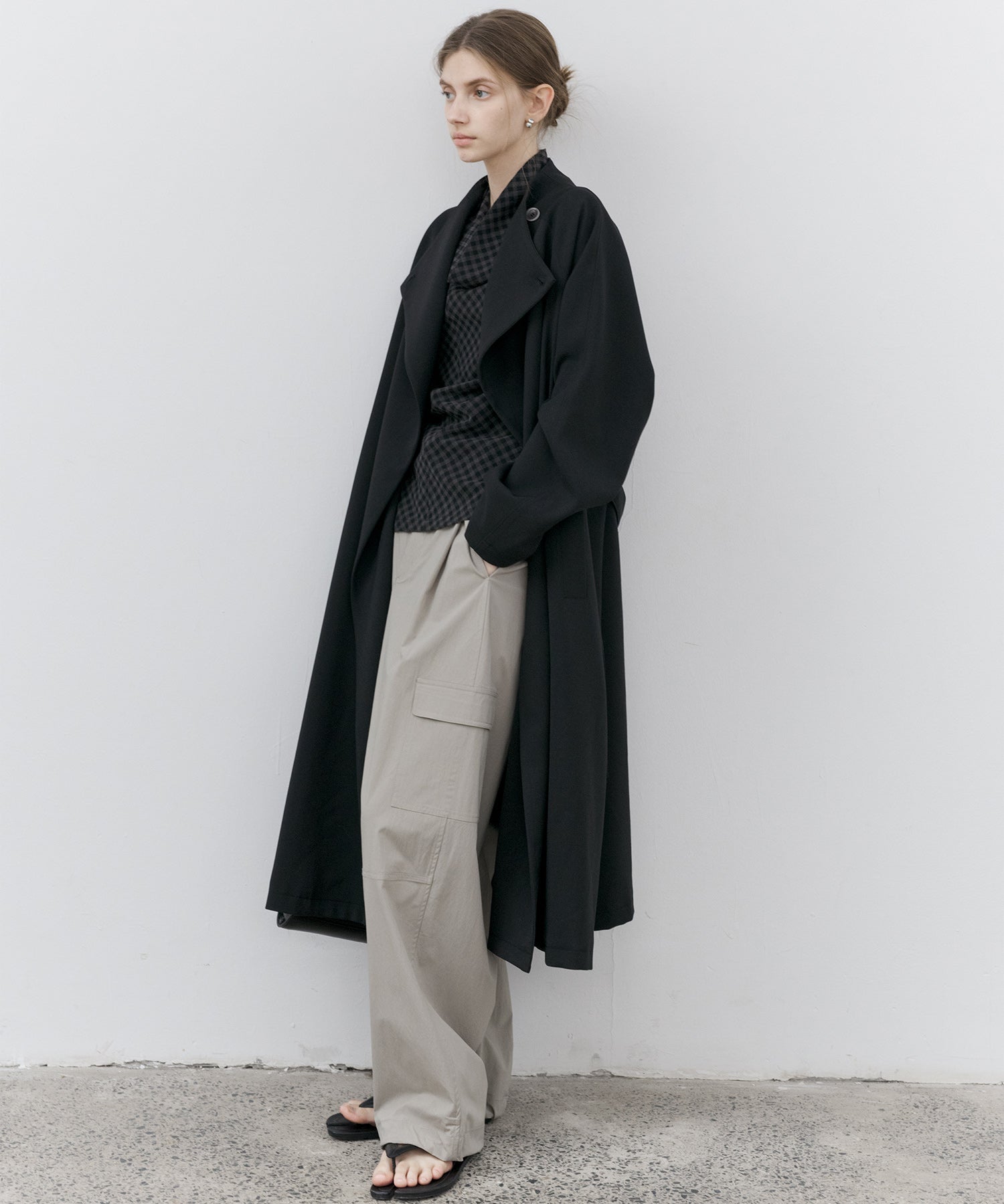 Drape Neck Oversized Trench Coat