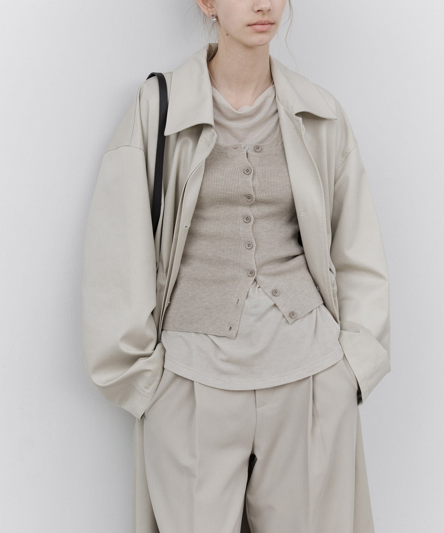 Notched Collar Oversized Belted Trench Coat