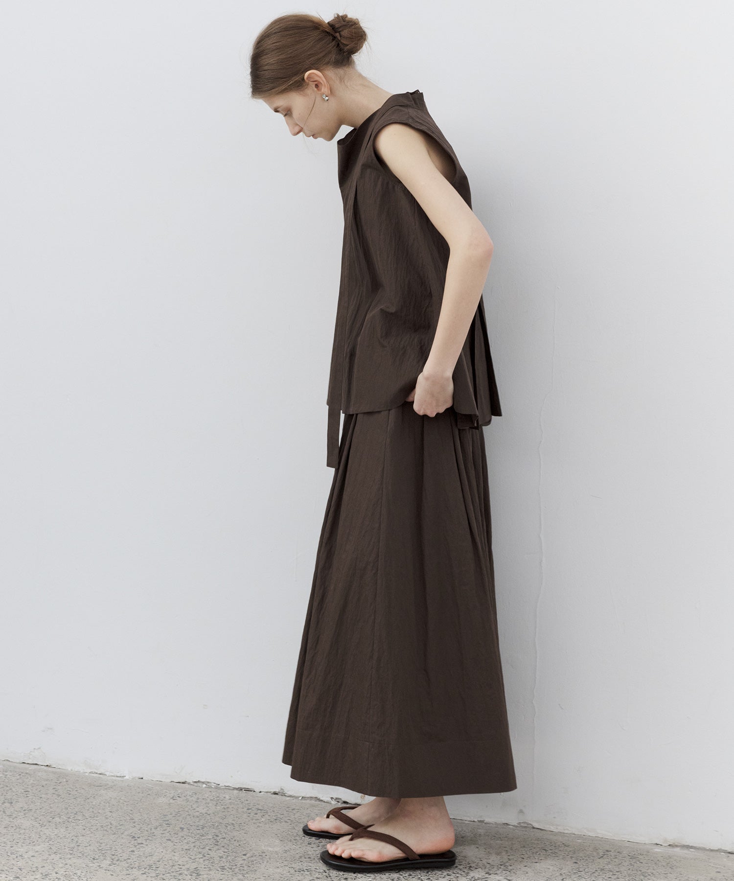 Drape Neck Pleated Blouse with Ribbon