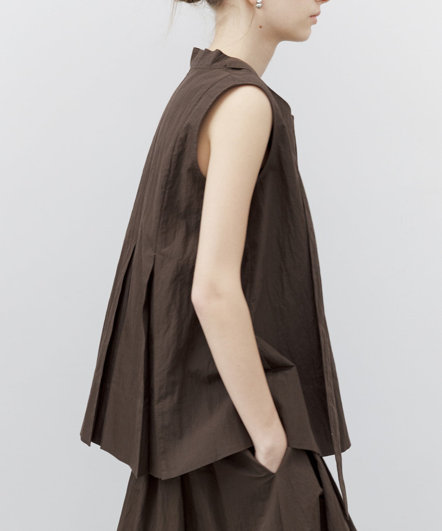 Drape Neck Pleated Blouse with Ribbon