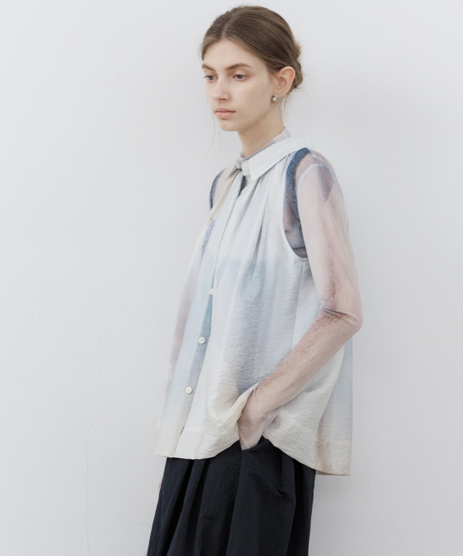 Art Print Sheer Top