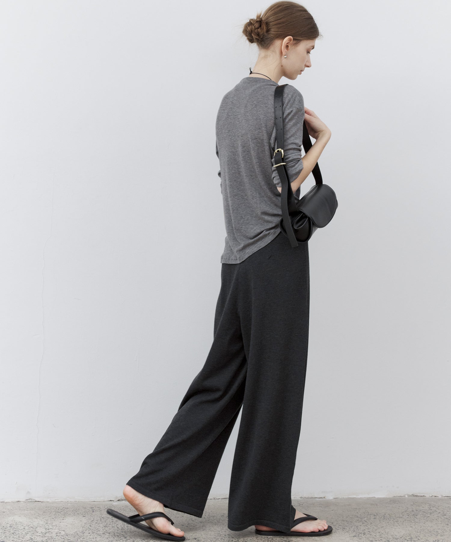 Waist Tuck Knit Wide-Leg Pants
