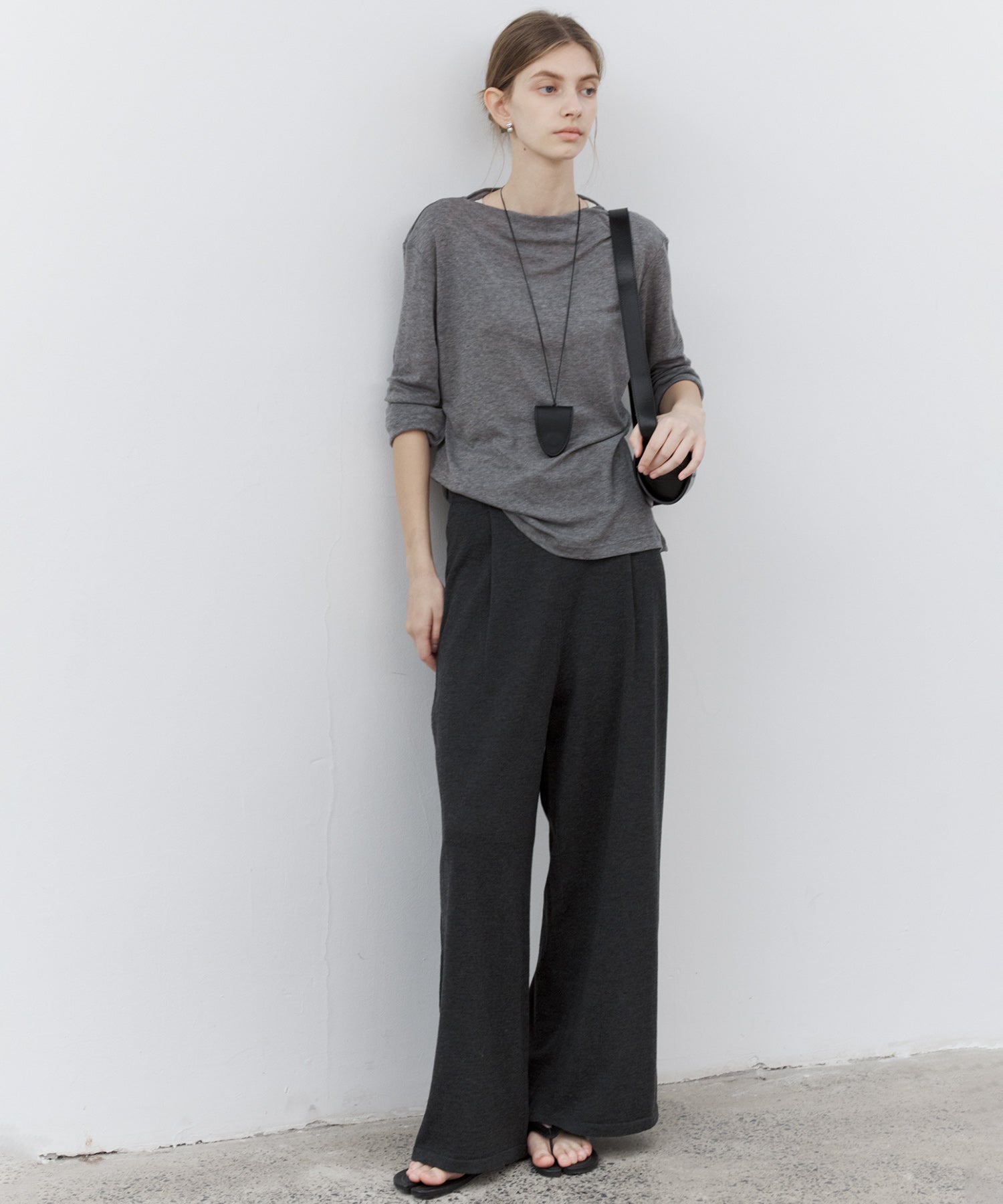 Waist Tuck Knit Wide-Leg Pants