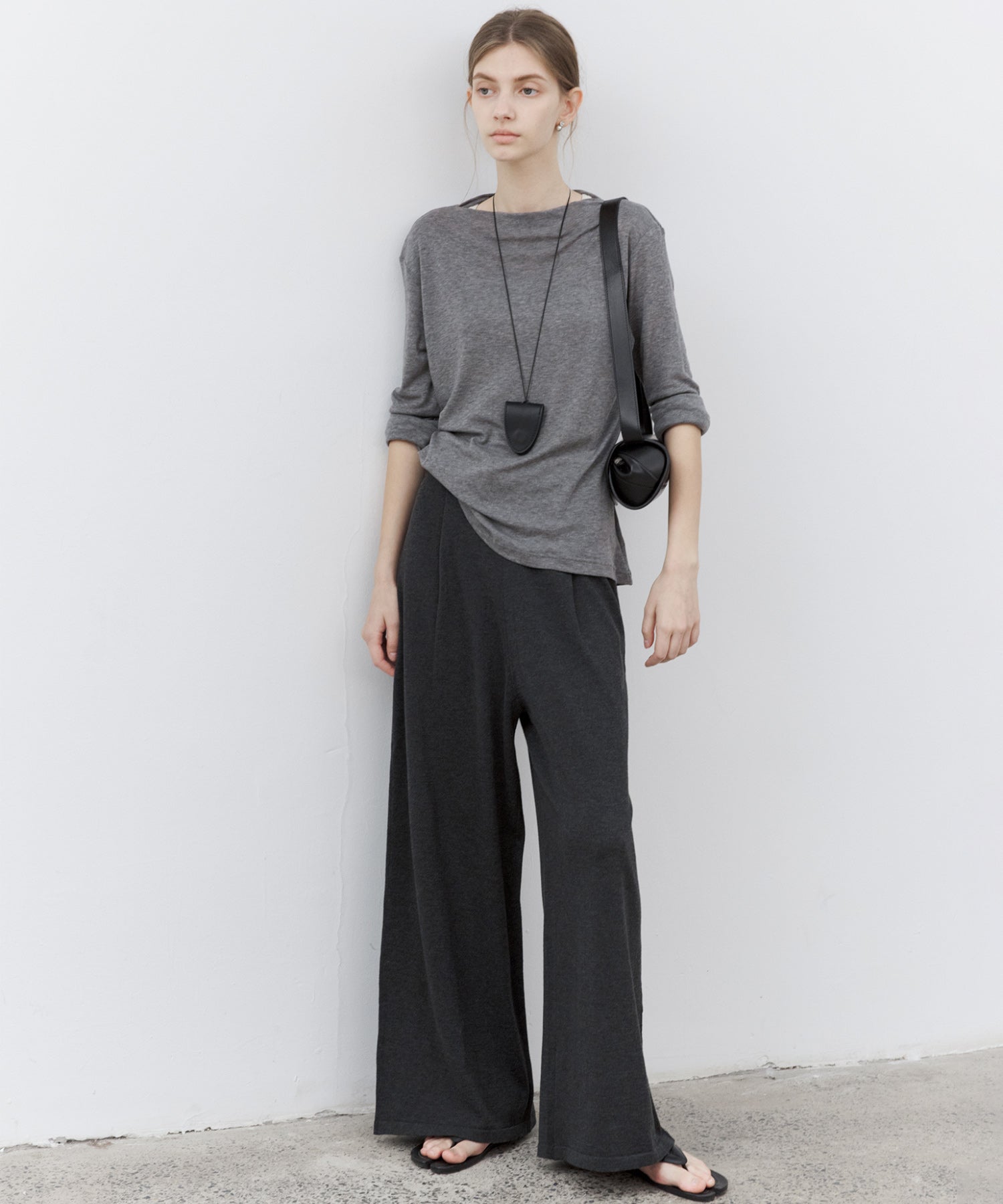 Waist Tuck Knit Wide-Leg Pants