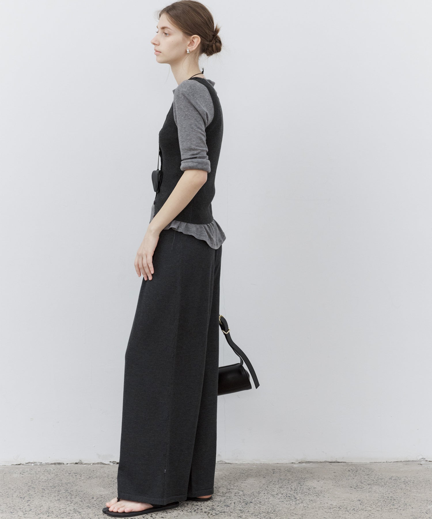 Waist Tuck Knit Wide-Leg Pants