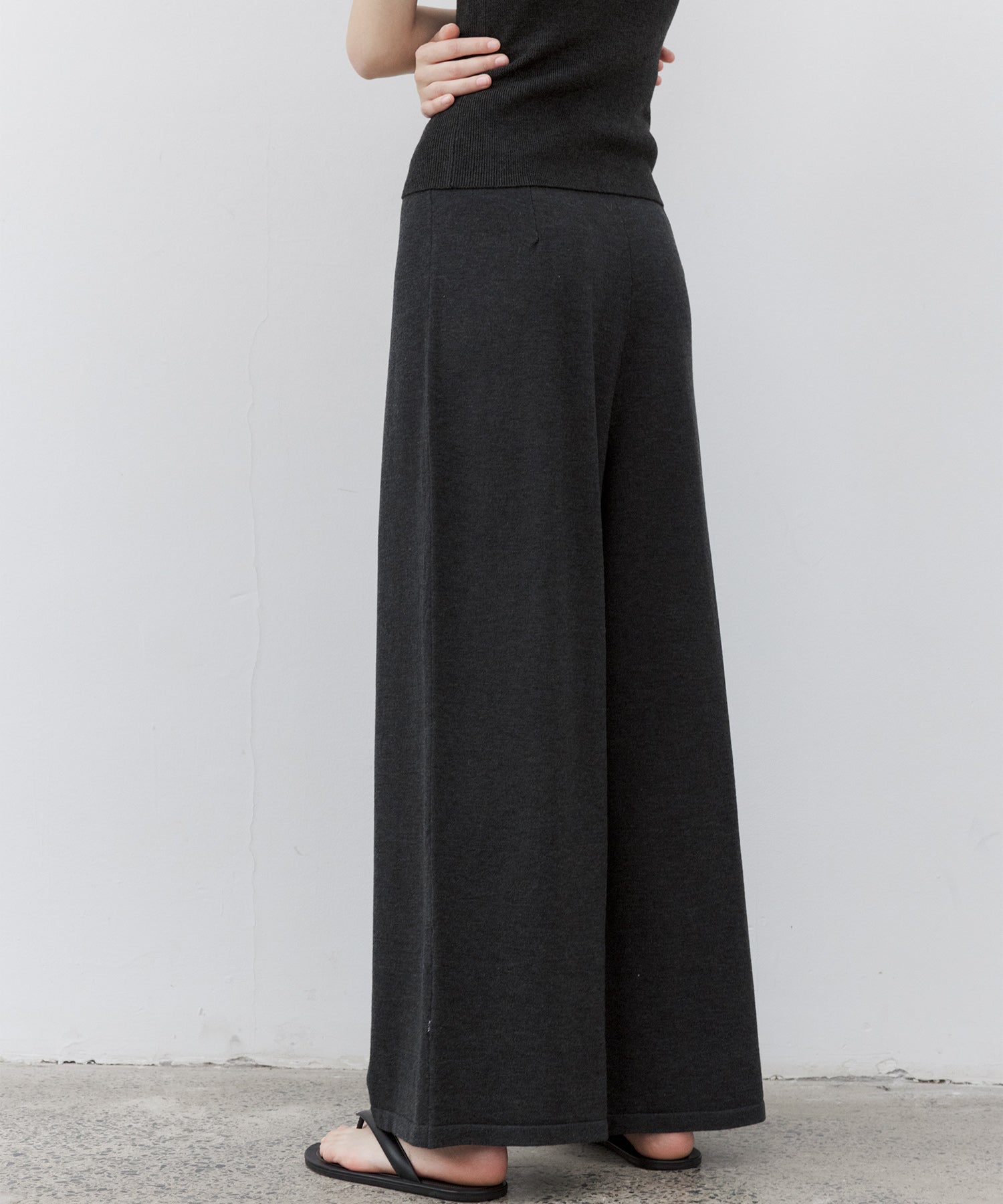 Waist Tuck Knit Wide-Leg Pants