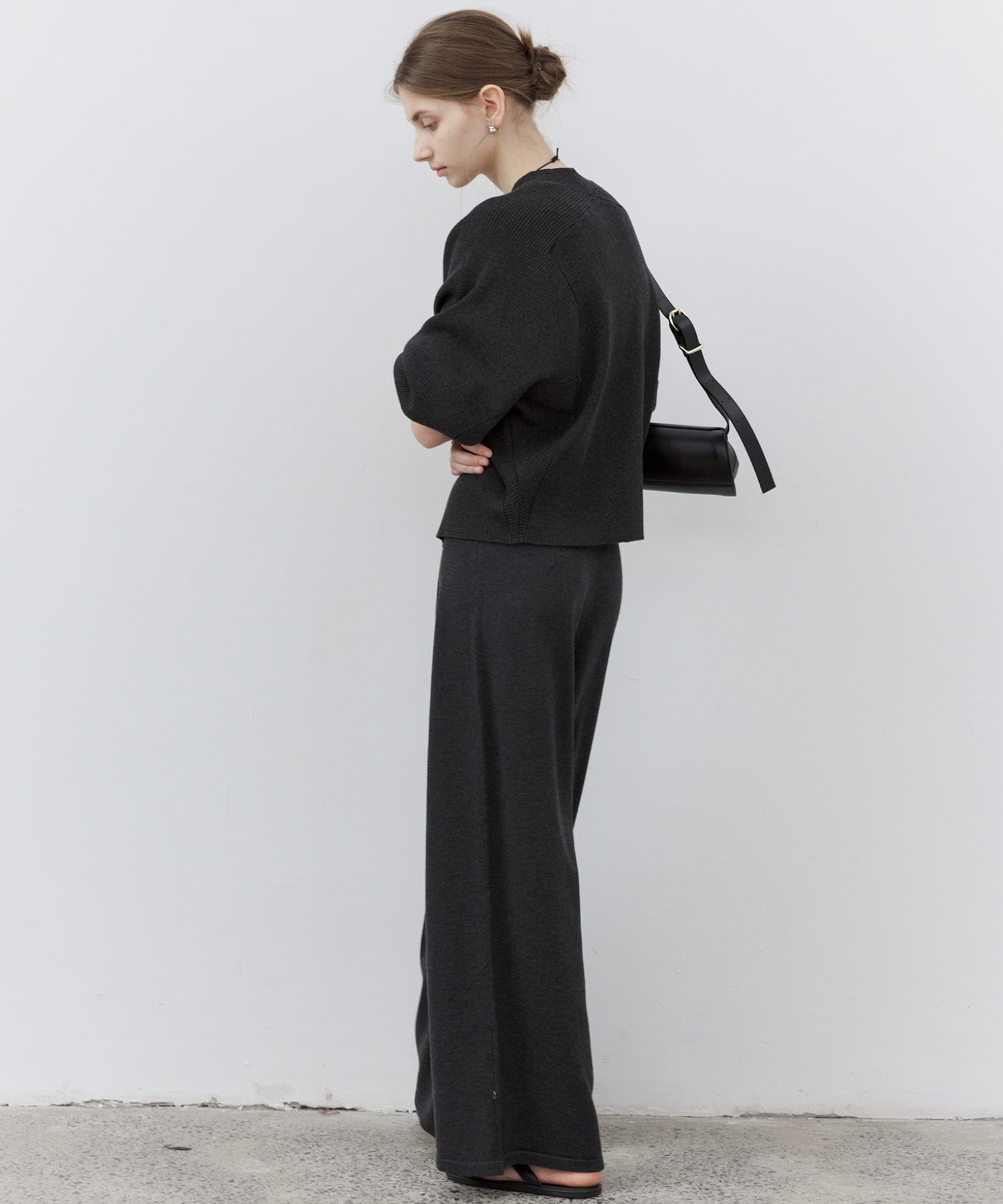 Waist Tuck Knit Wide-Leg Pants