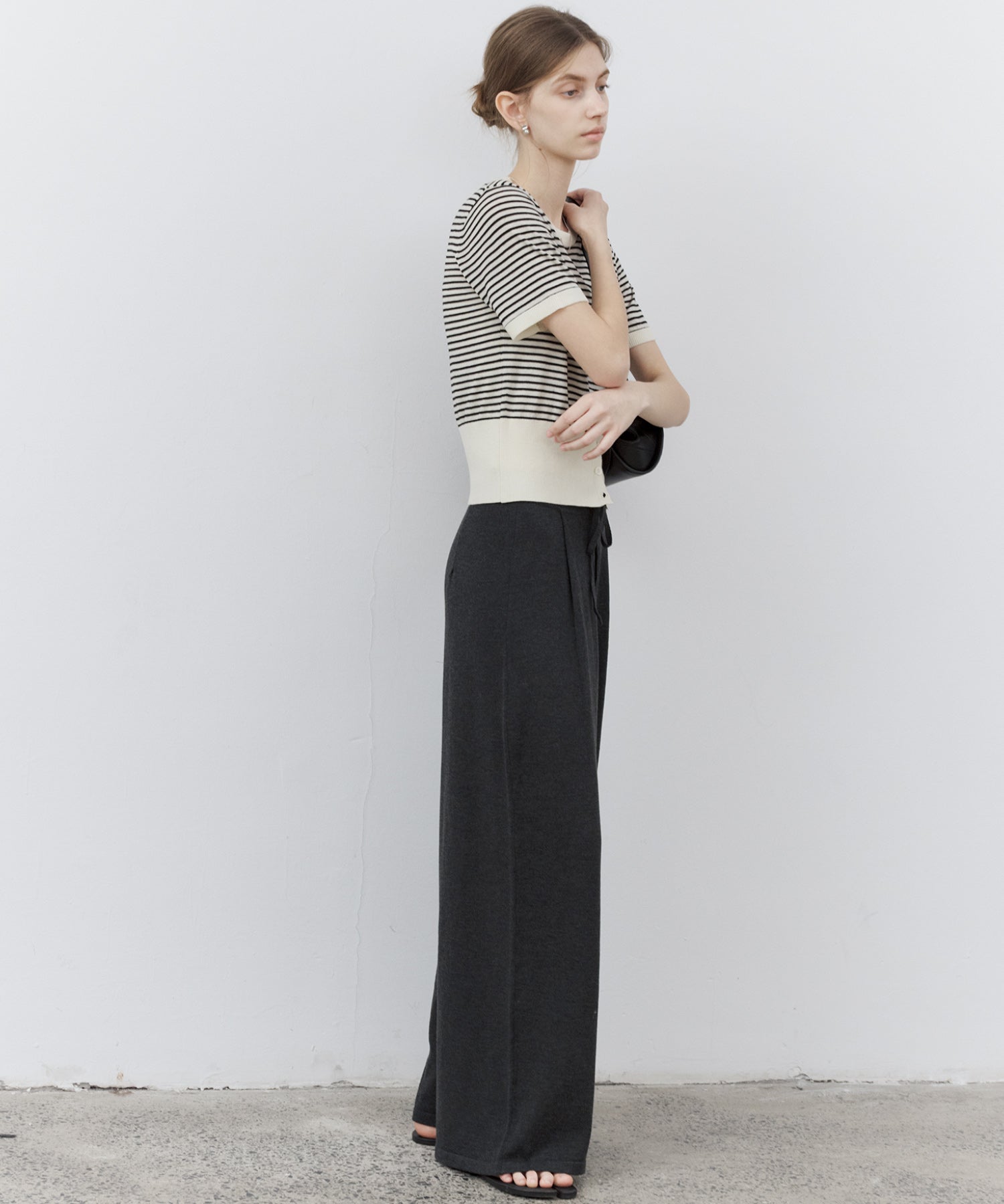 Waist Tuck Knit Wide-Leg Pants