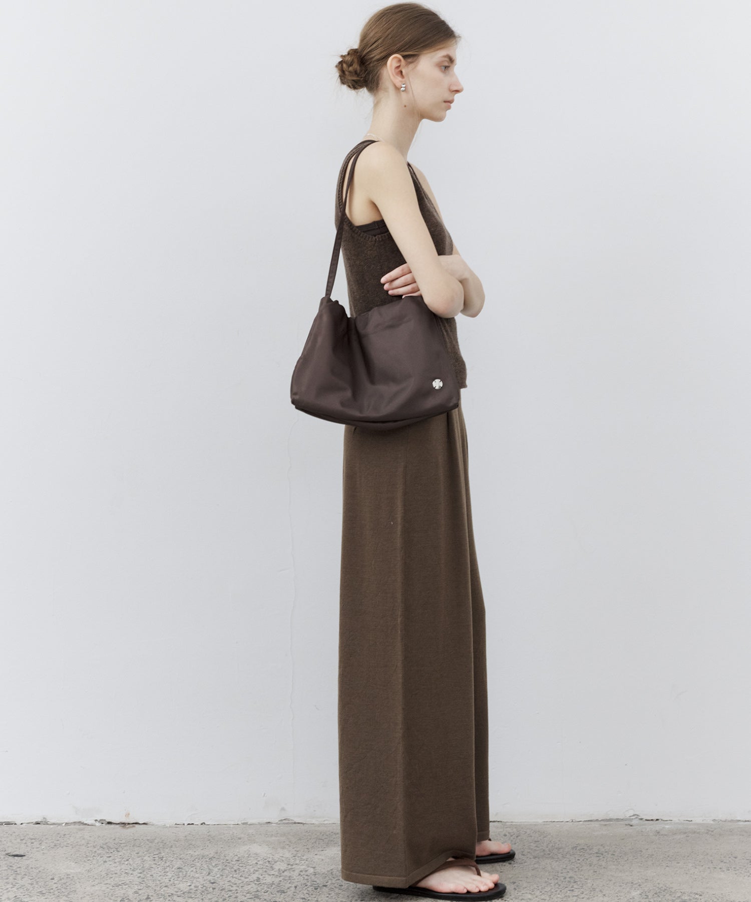 Waist Tuck Knit Wide-Leg Pants
