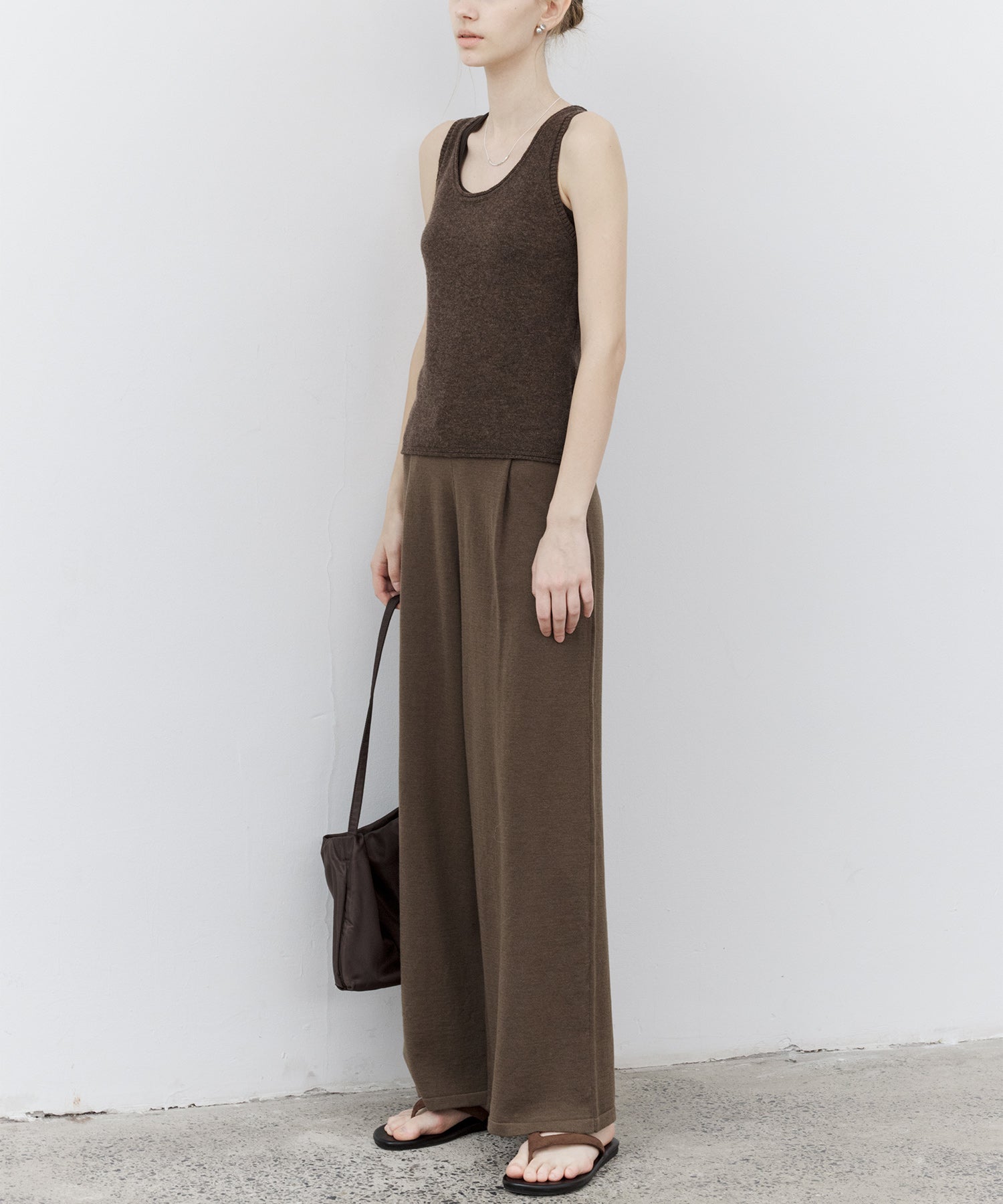 Waist Tuck Knit Wide-Leg Pants