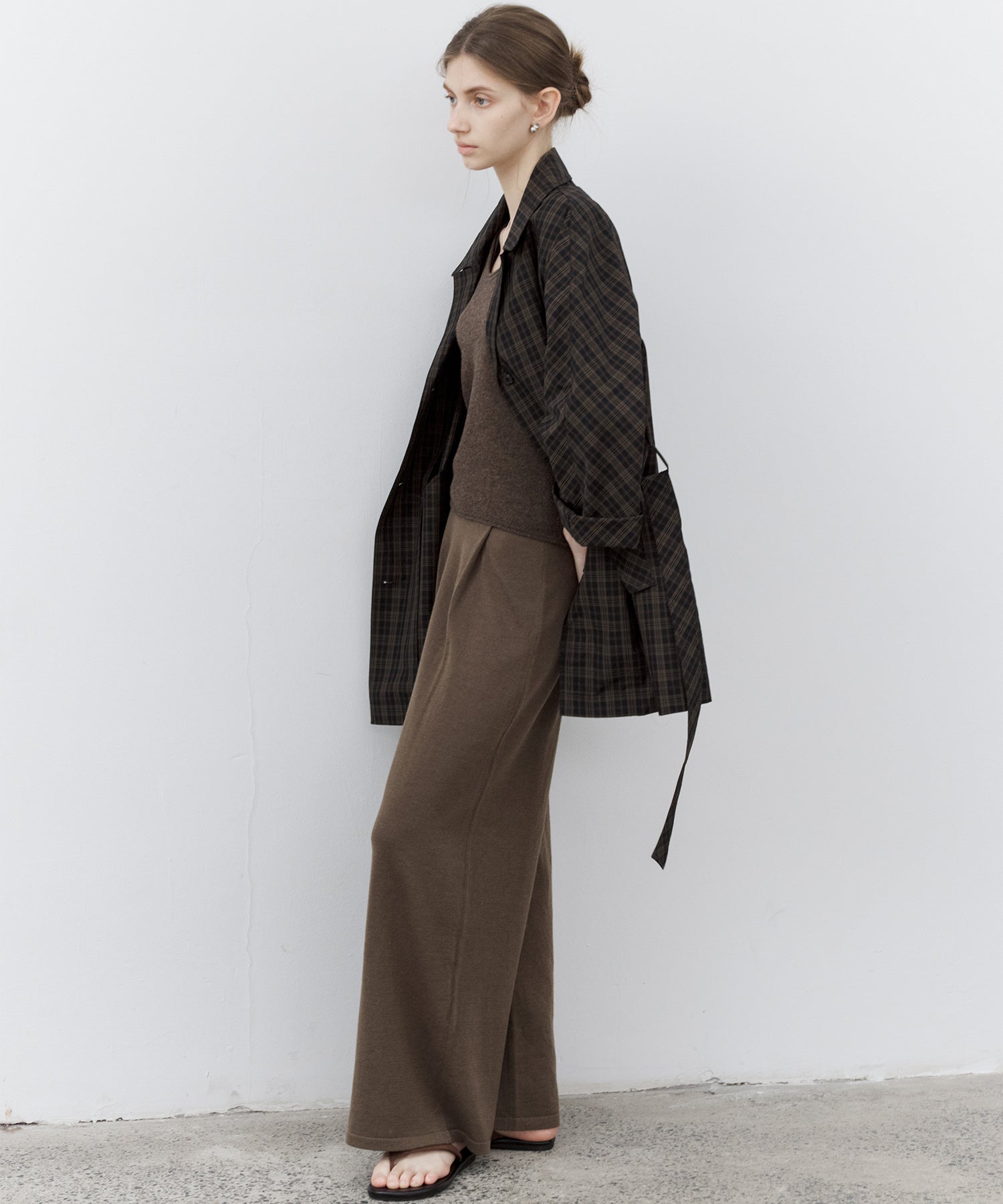 Waist Tuck Knit Wide-Leg Pants