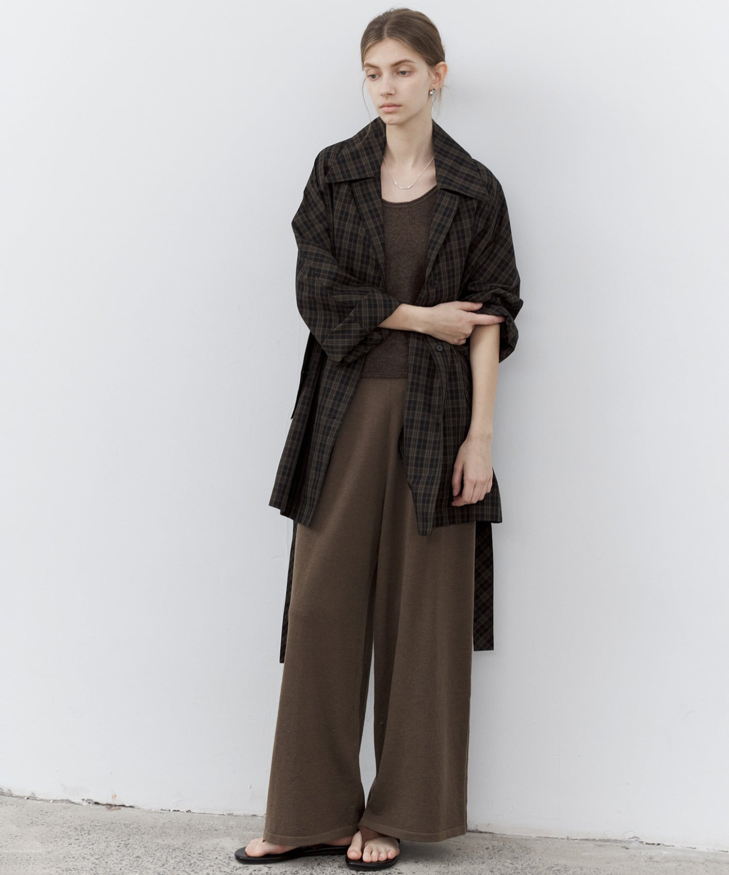 Waist Tuck Knit Wide-Leg Pants