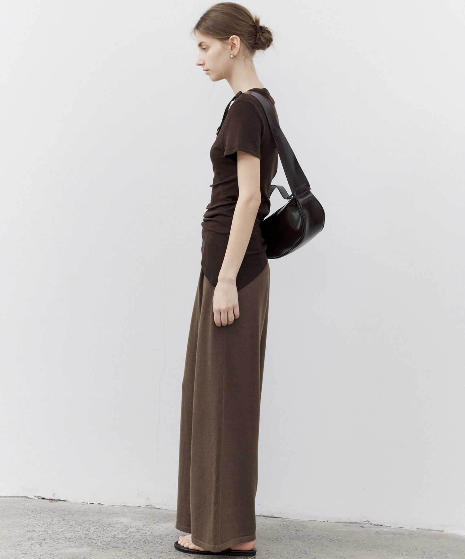 Waist Tuck Knit Wide-Leg Pants