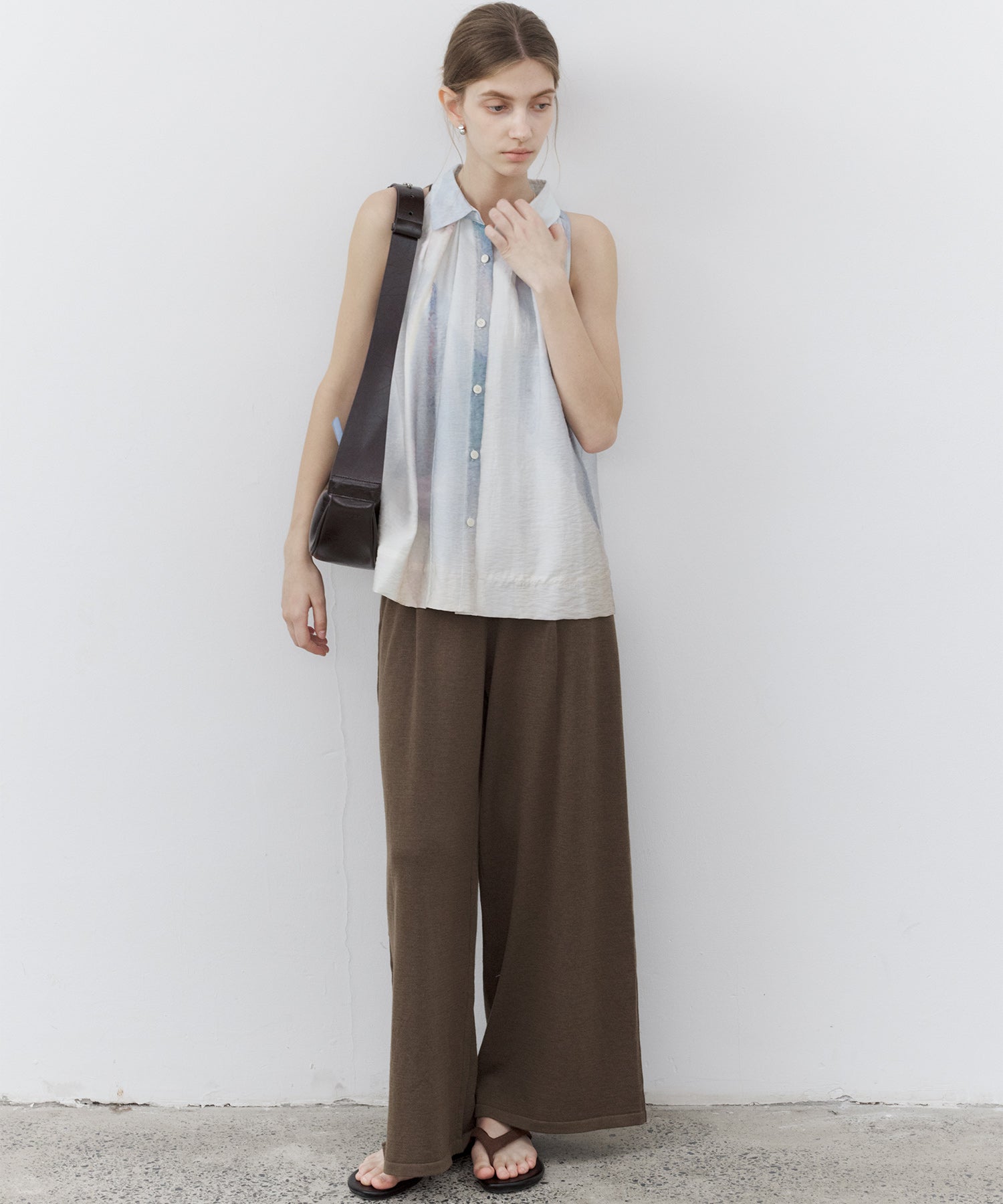 Waist Tuck Knit Wide-Leg Pants