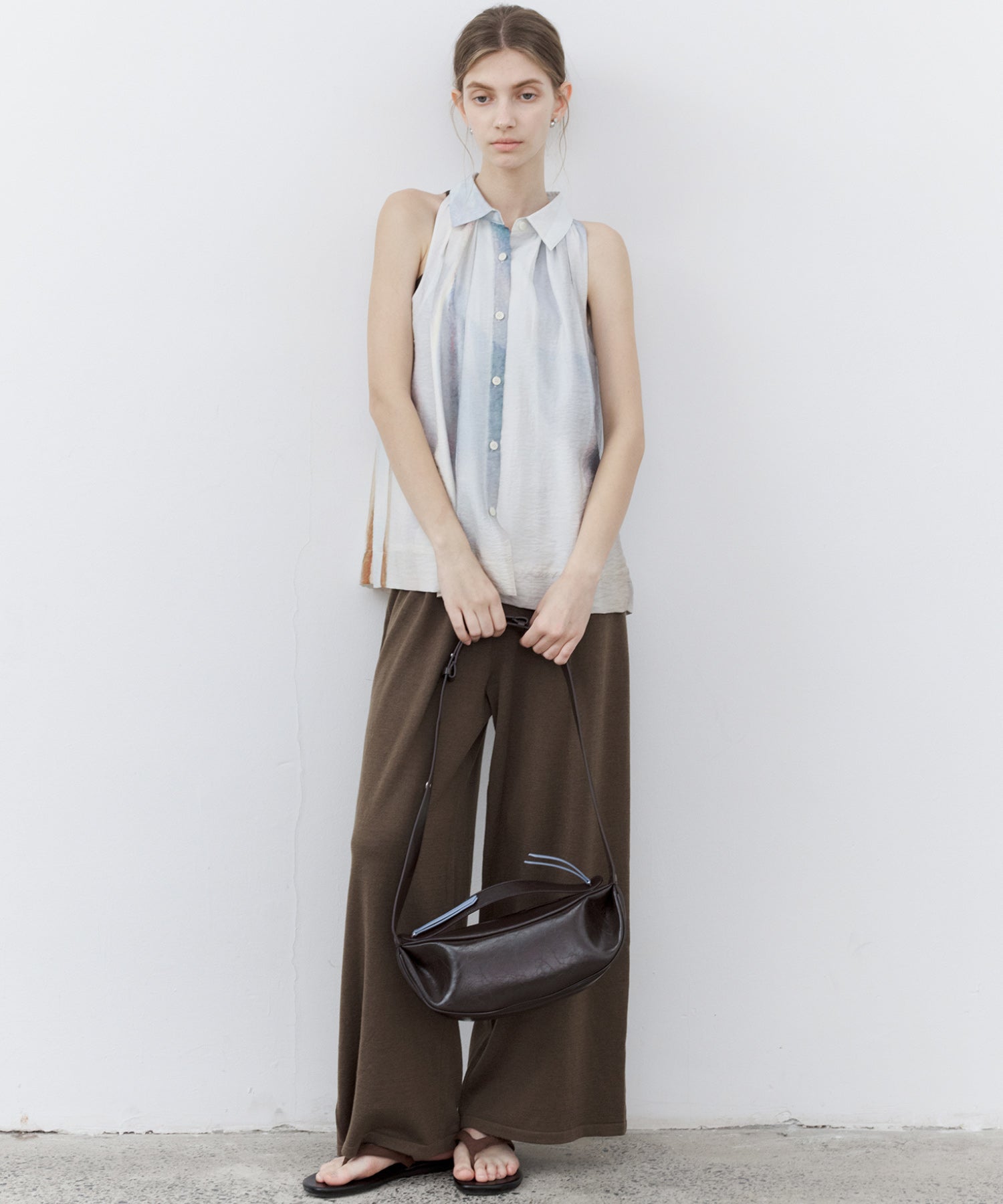 Waist Tuck Knit Wide-Leg Pants