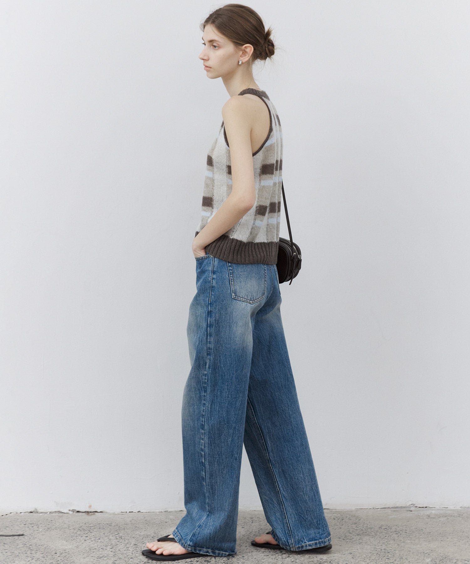 Sheer Check Pattern Knit Tank