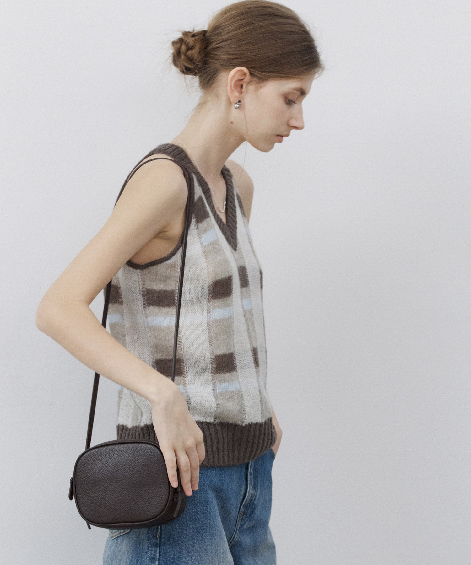Sheer Check Pattern Knit Tank
