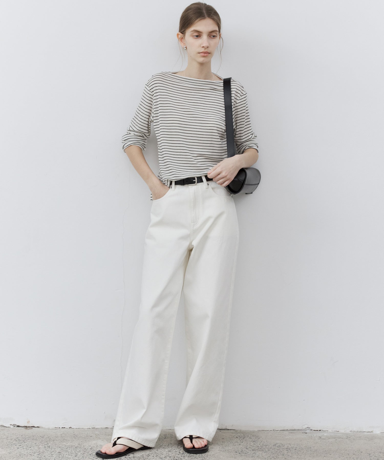 Wool Blend Basic Boat Neck Layering T-Shirt