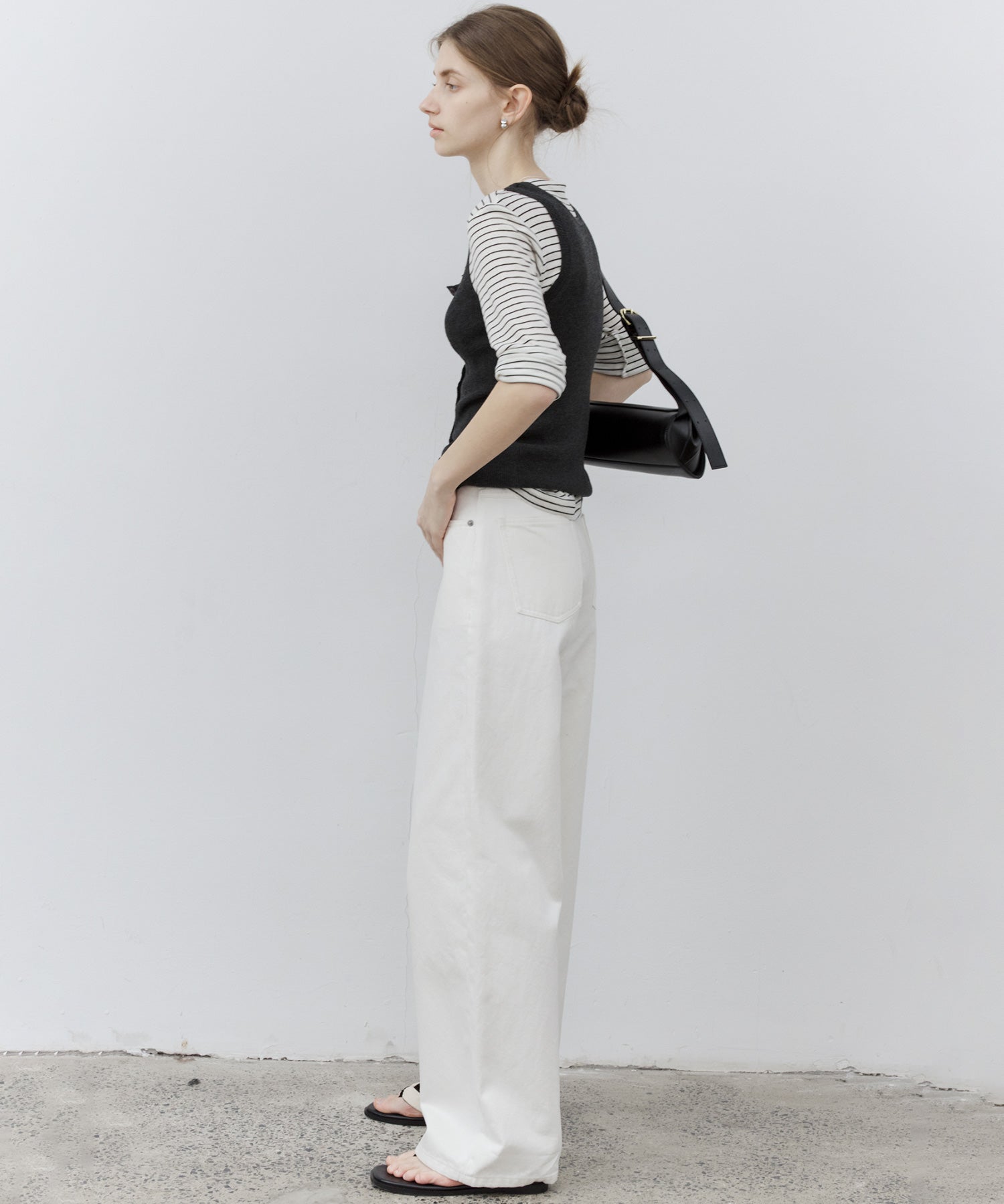 Wool Blend Basic Boat Neck Layering T-Shirt