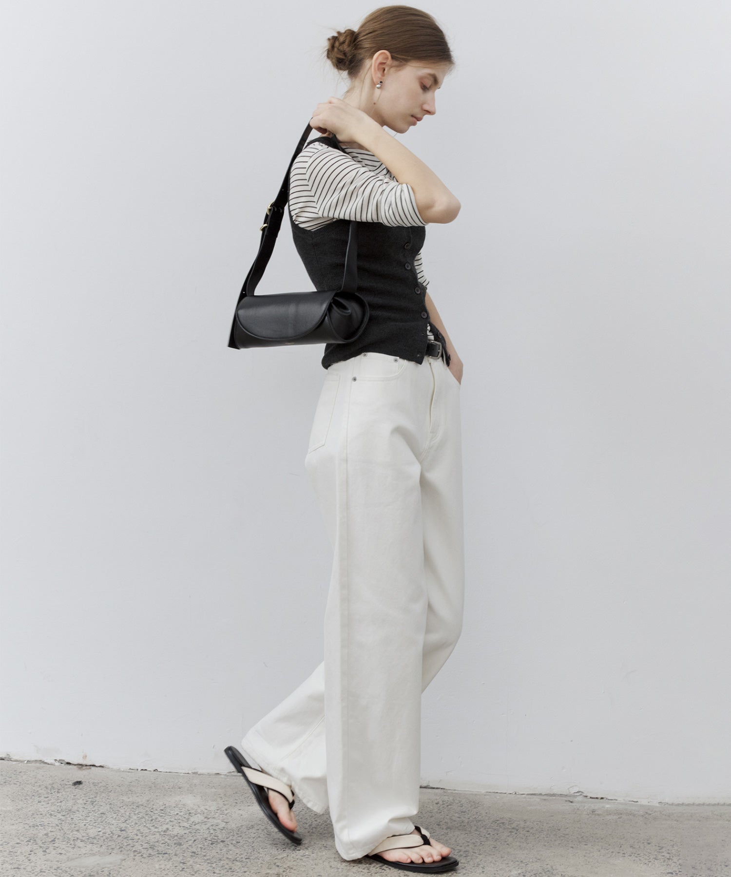 Wool Blend Basic Boat Neck Layering T-Shirt