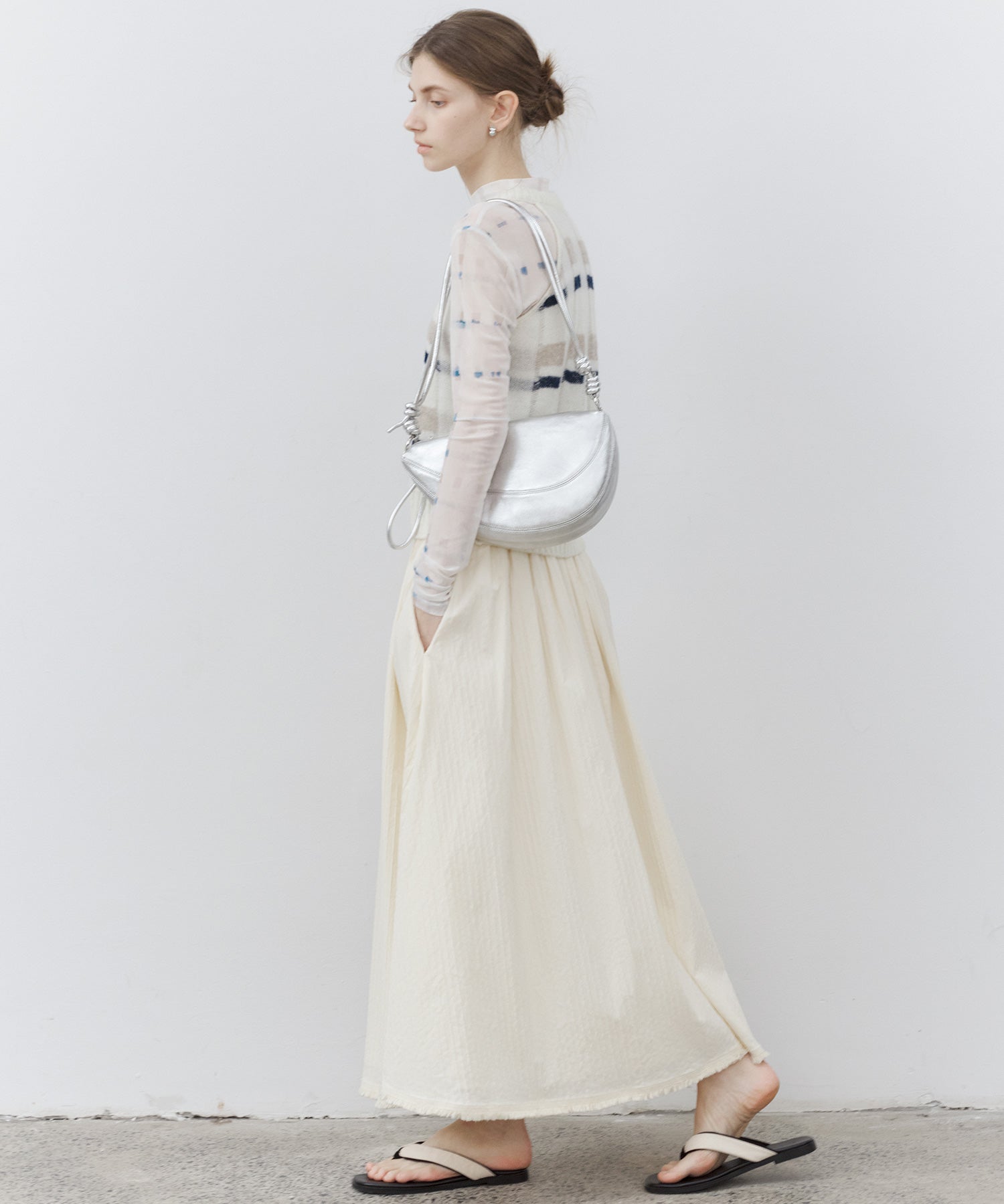 Sheer Check Pattern Knit Tank