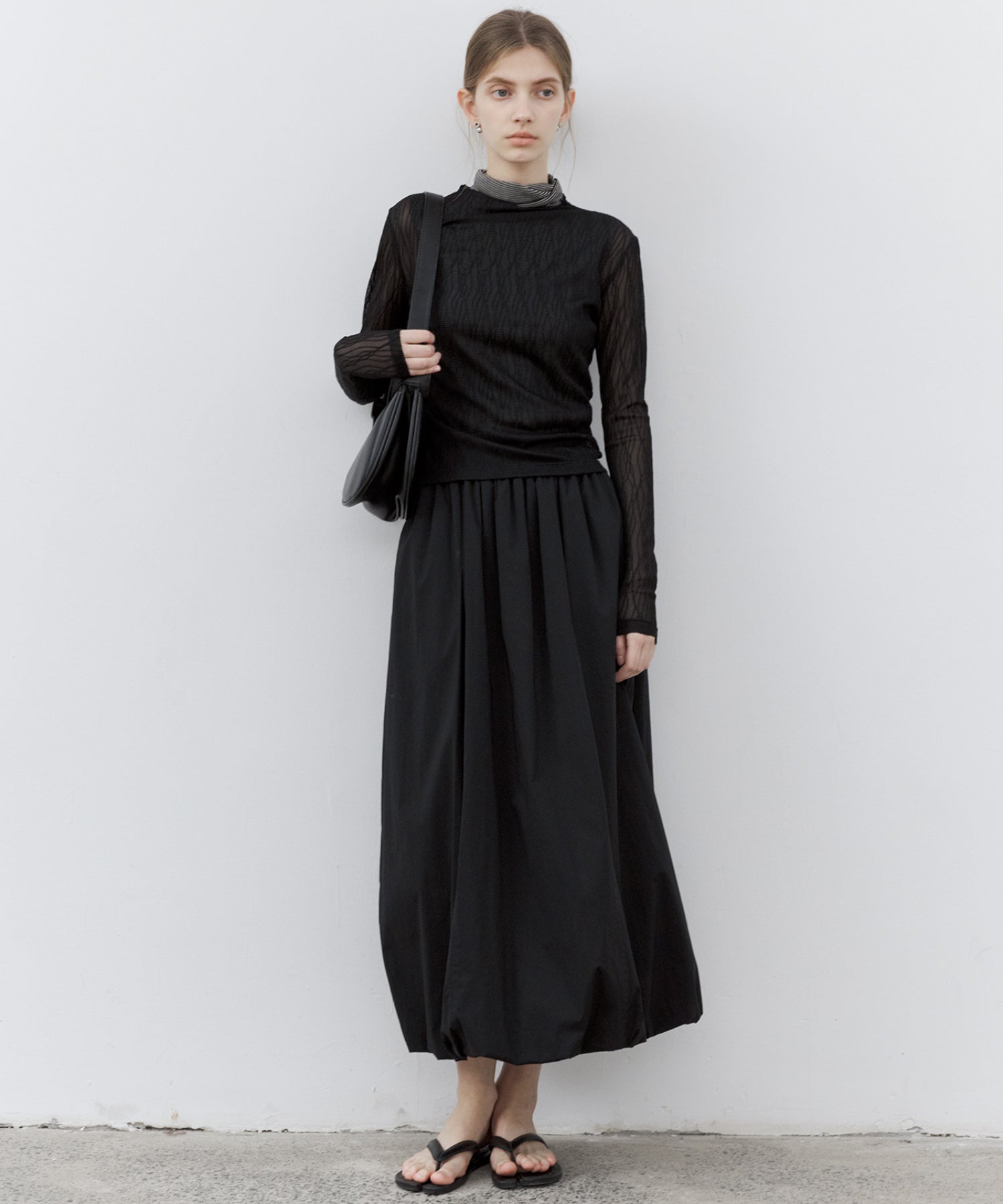 Jacquard Sheer Boat Neck Top