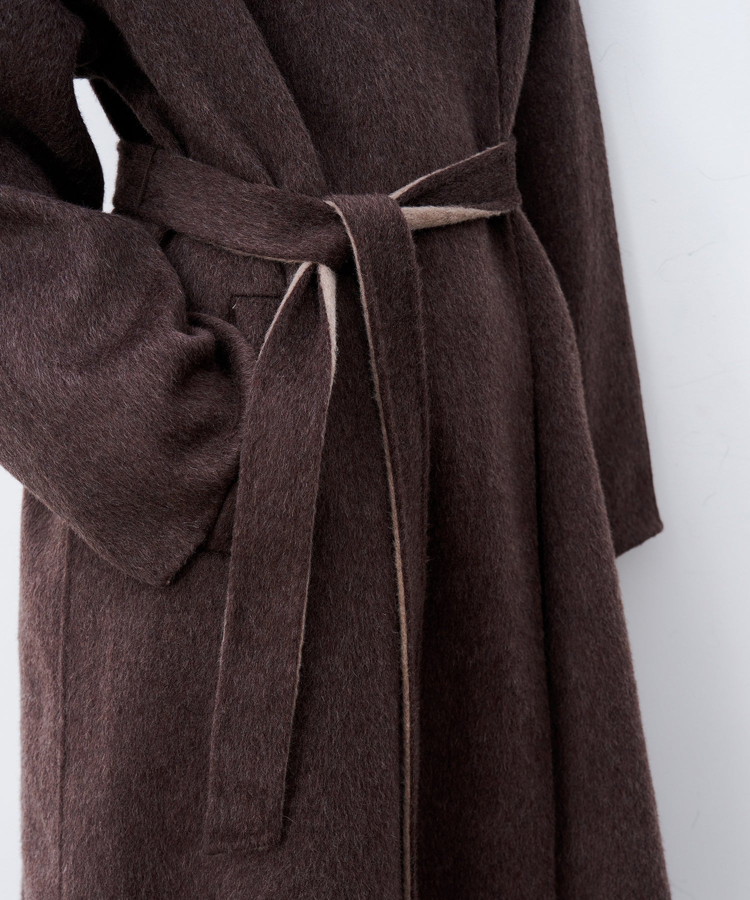 100% Wool Overlap Collar Double-Faced Long Coat